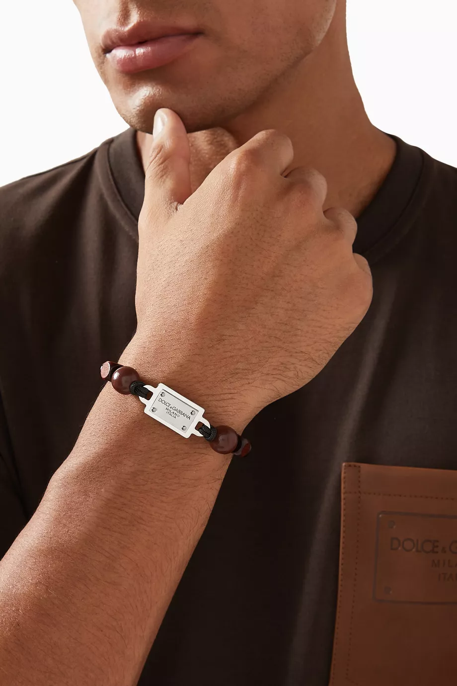 Buy Dolce Gabbana Black DG Plaque Cord Bracelet For Men Online Ounass Saudi