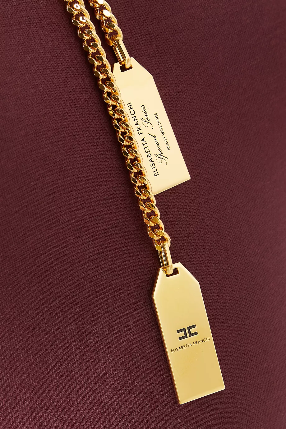 Buy Elisabetta Franchi Burgundy T-shirt with Necklace in