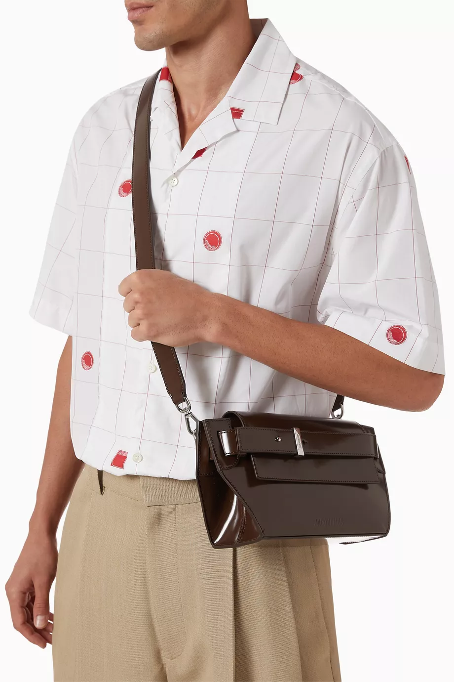 Buy Jacquemus Brown The Capri Messenger Bag in Calfskin Leather