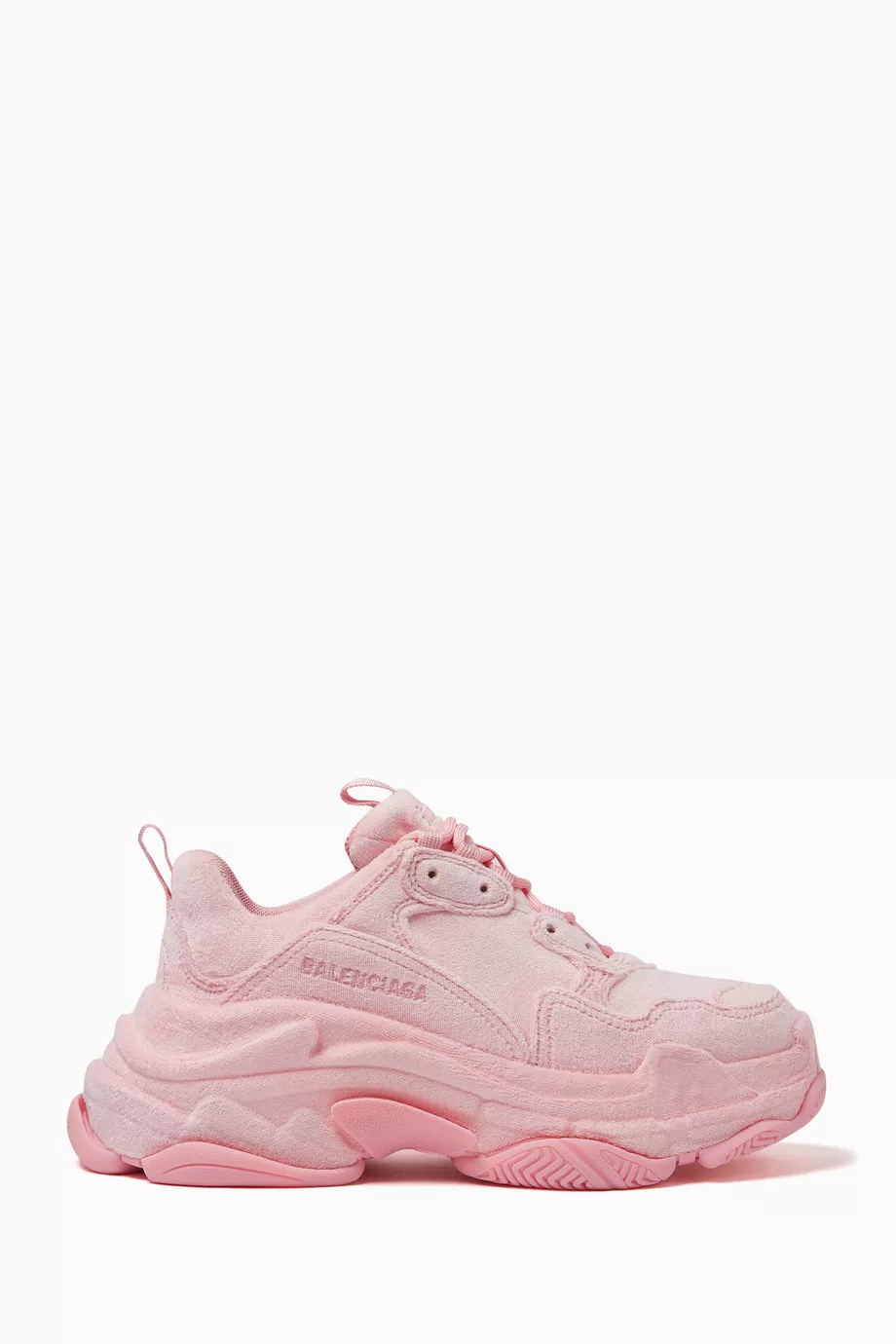 Buy Balenciaga Pink Triple S Sneakers in Velvet For Women Online Ounass Saudi