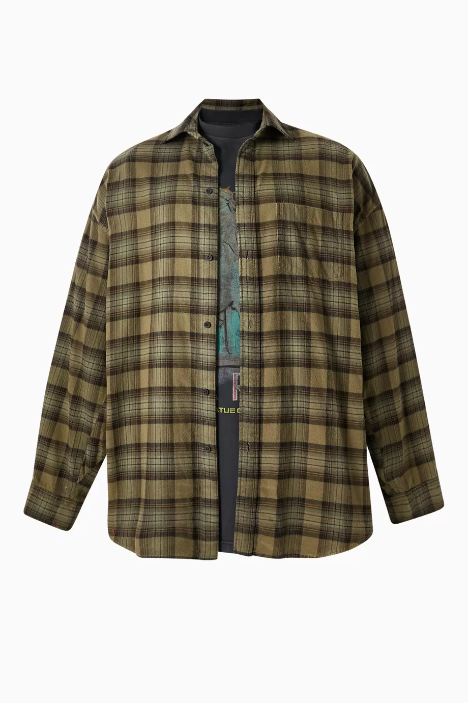 Buy Balenciaga Green Paris Liberty Layered Oversized Shirt in