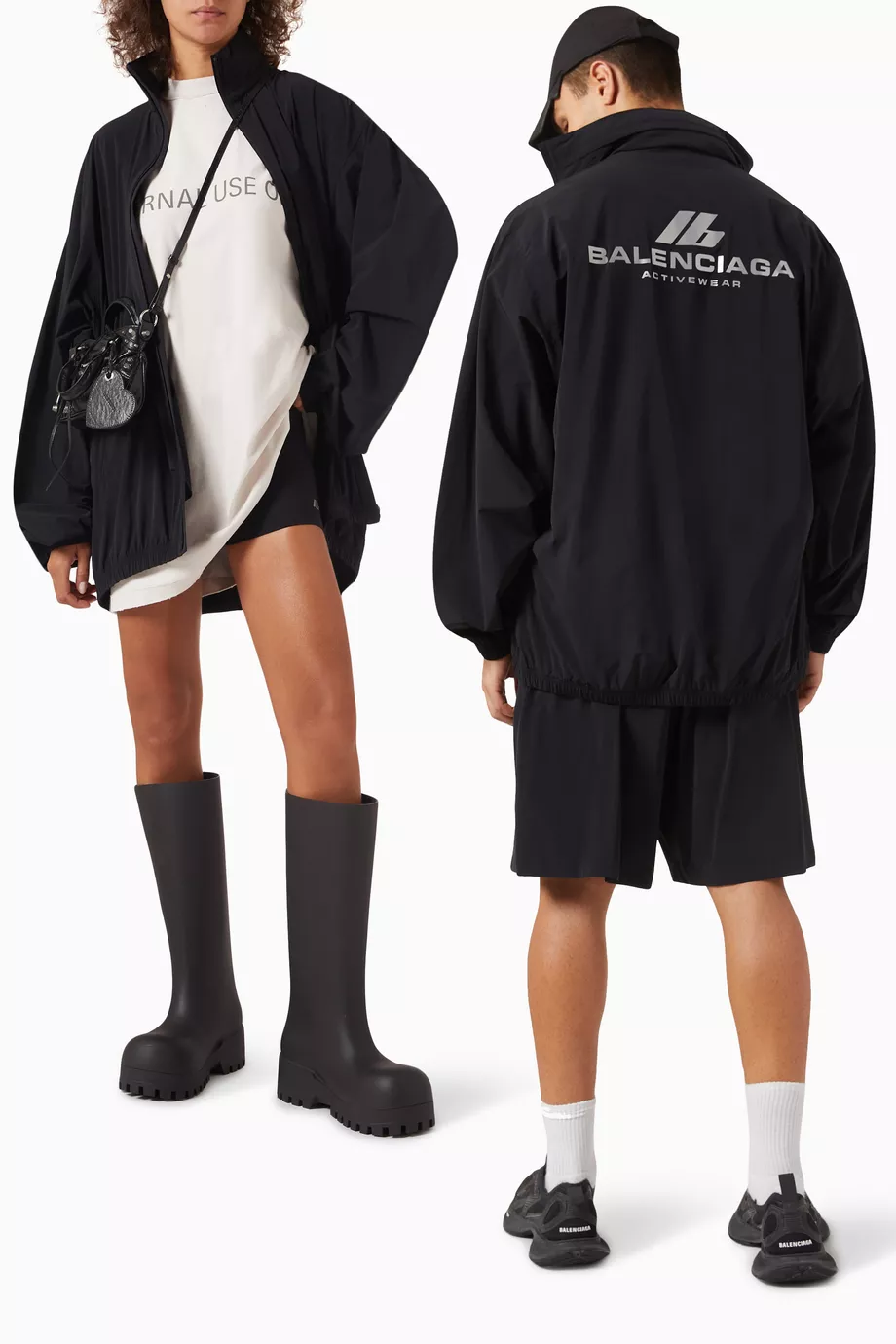 ブルゾン Balenciaga Balenciaga Shrunk Activewear Black Stretch Nylon BALENCIAGA SHRUNK ACTIVEWEAR BLACK STRETCH NYLON WINDBREAKER