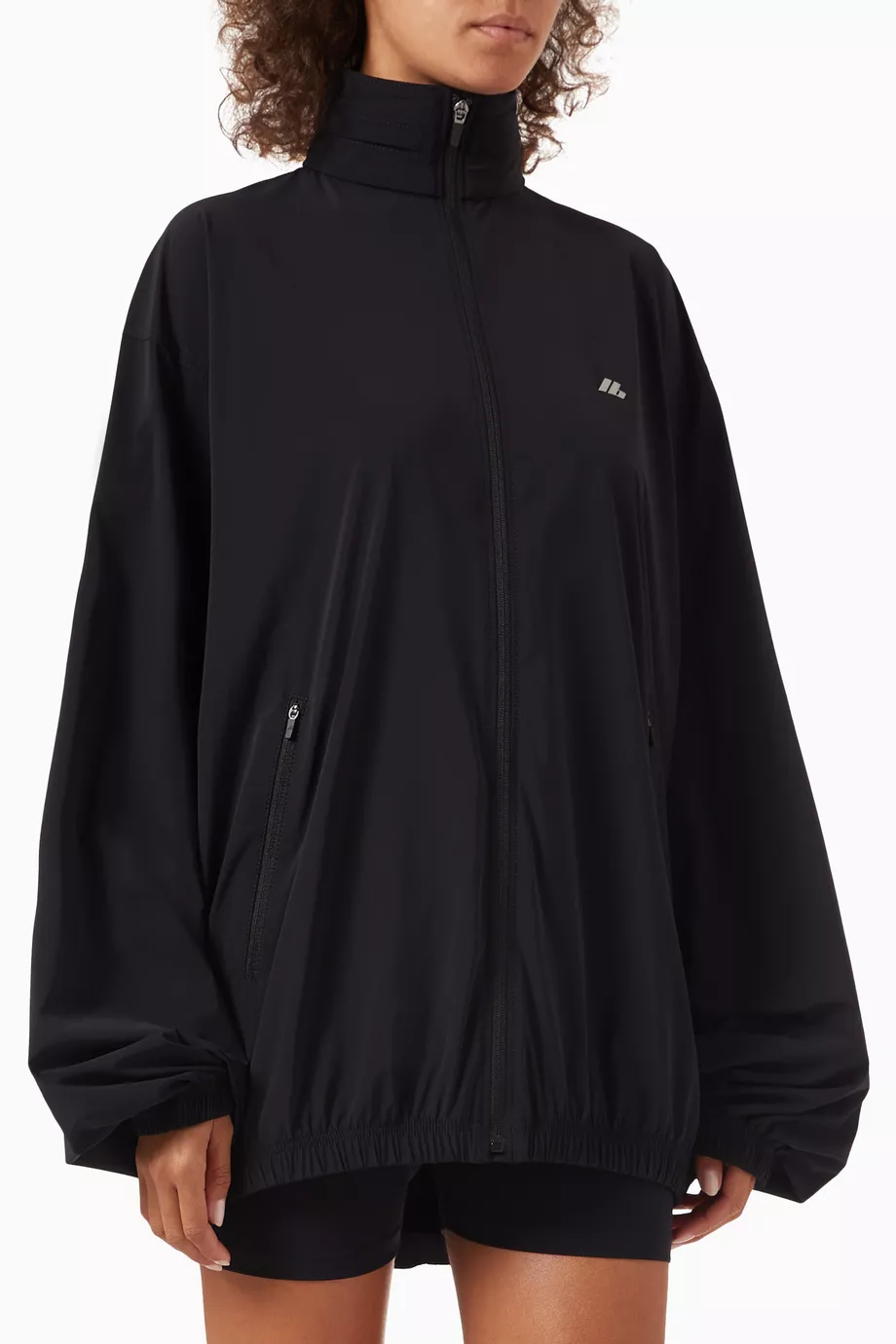 【関税&送料込】Balenciaga Black Cotton And Nylon Windbreake Buy Balenciaga Black Unisex Activewear Windbreaker in