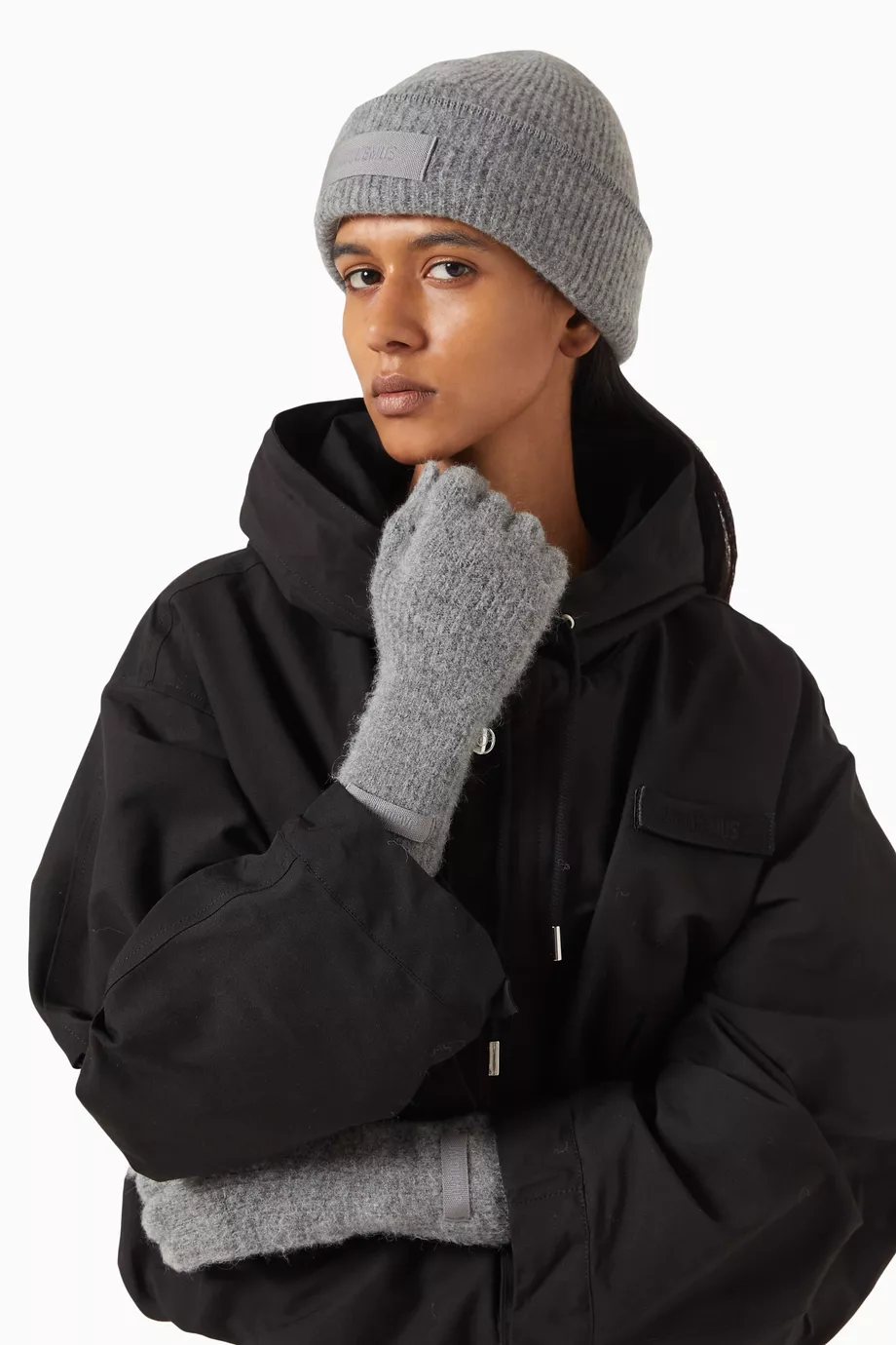 Buy Jacquemus Grey Le Bonnet Gros Grain Beanie in Wool-blend