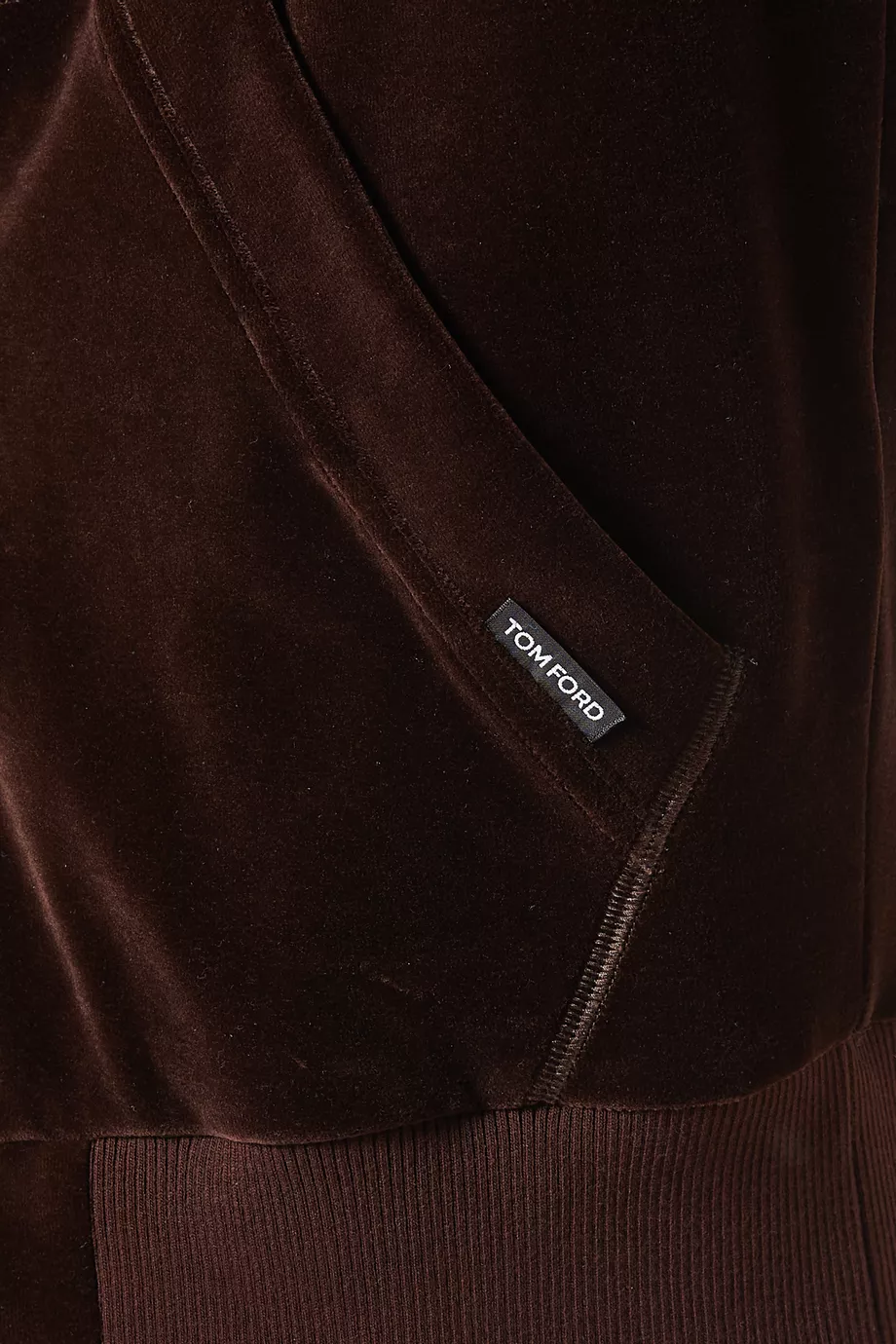 Buy TOM FORD Brown Zip-up Track Jacket in Cotton-blend Velour For