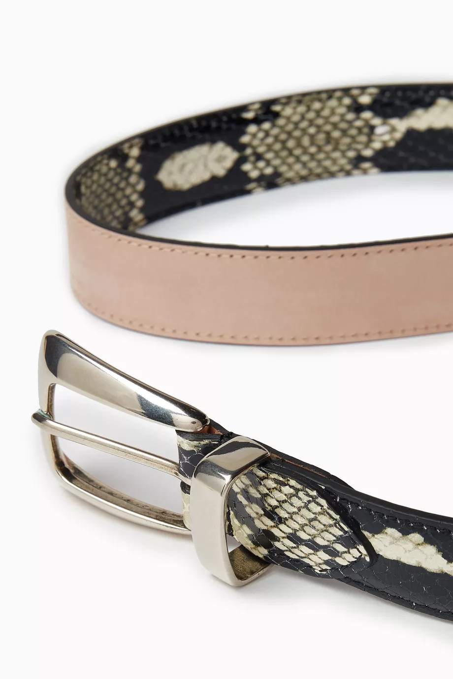 Buy Khaite White The Benny Belt in Python-embossed Leather  display picture 2
