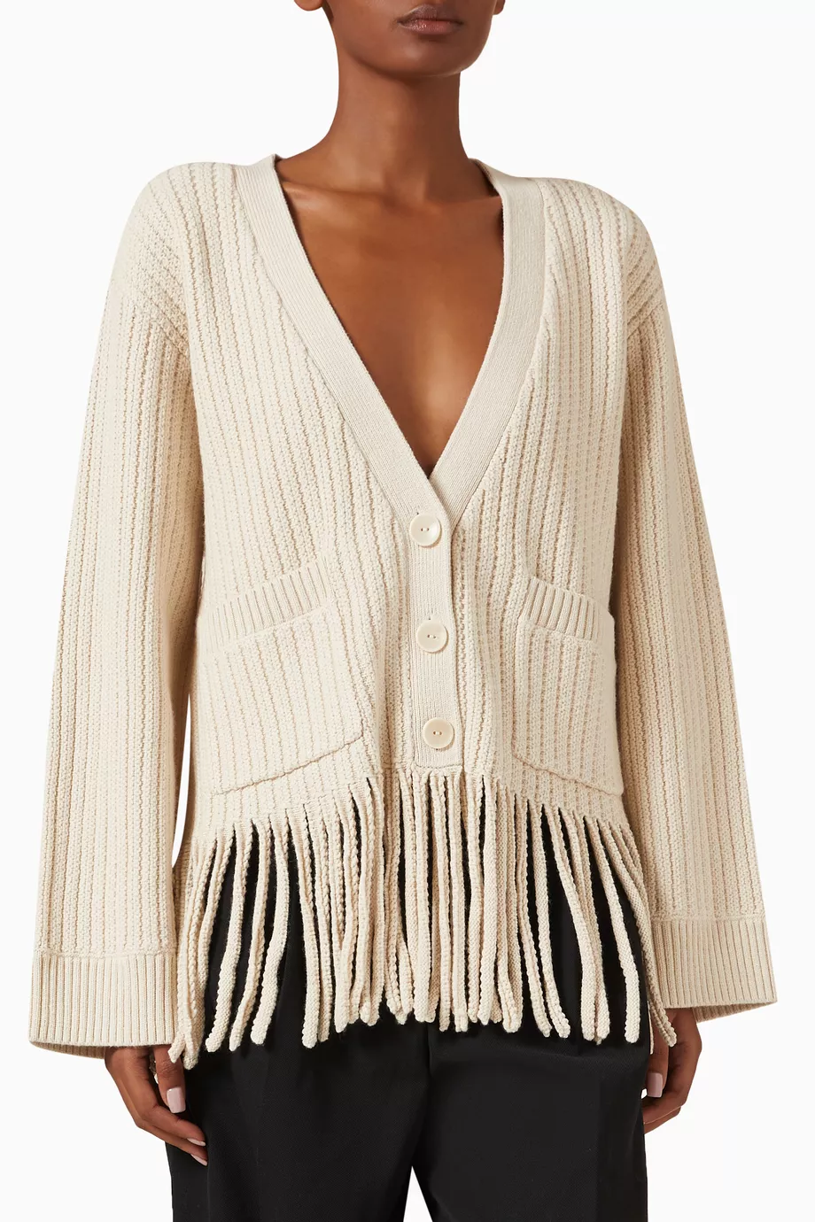 Fringed Cardigan Sandro Knit Cardigan Buy SANDRO White Fringe Knit
