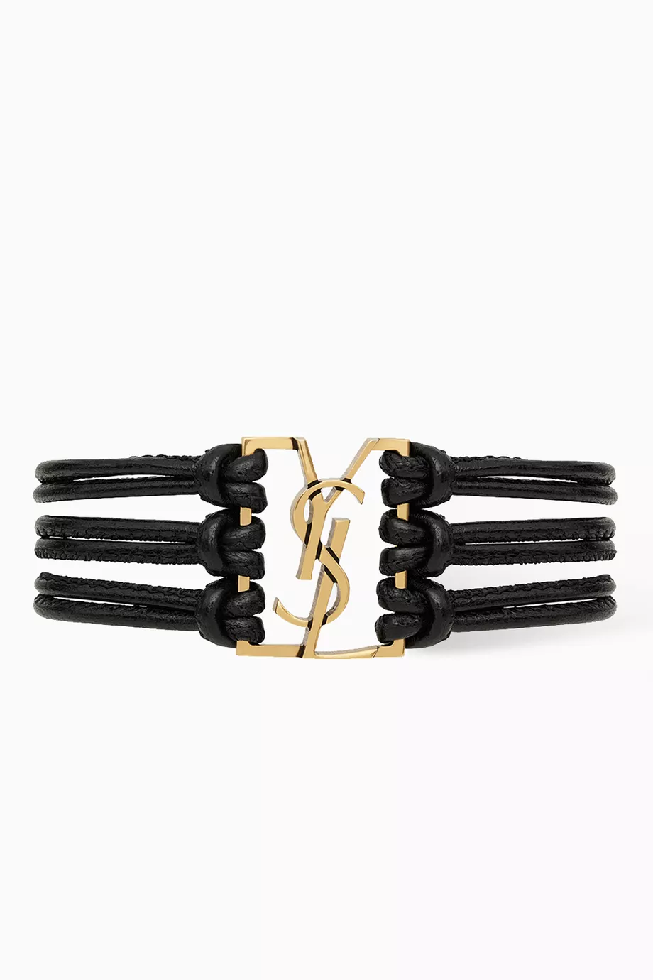 Buy SAINT LAURENT Black Babylone Cord Bracelet in Leather