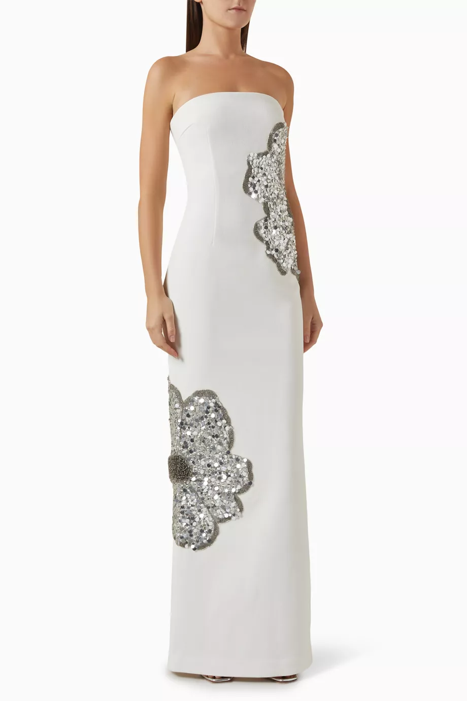 関税込【REBECCA VALLANCE】Layana embellished strapless gown Buy Rebecca Vallance White Layana Embellished Strapless Gown