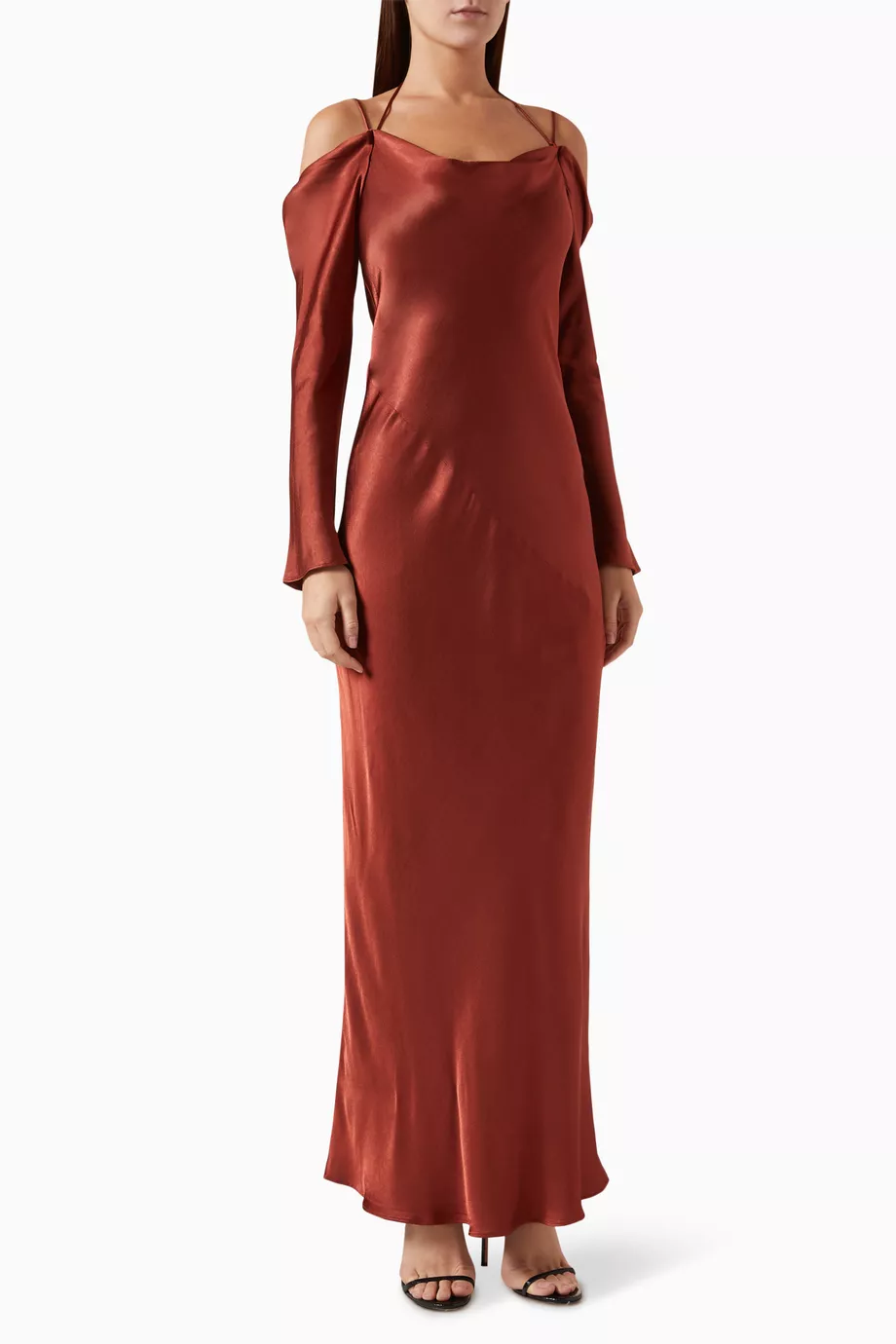 knee length dresses for ladies Z Supply Bayside Tova Palm Linen Maxi Dress in Tea Leaf main image 1