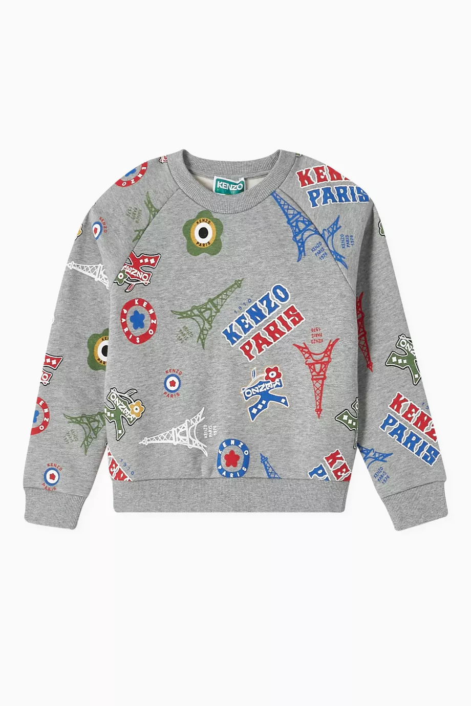 Buy KENZO KIDS Grey All over Logo Sweatshirt in Cotton For Boys Online Ounass Saudi