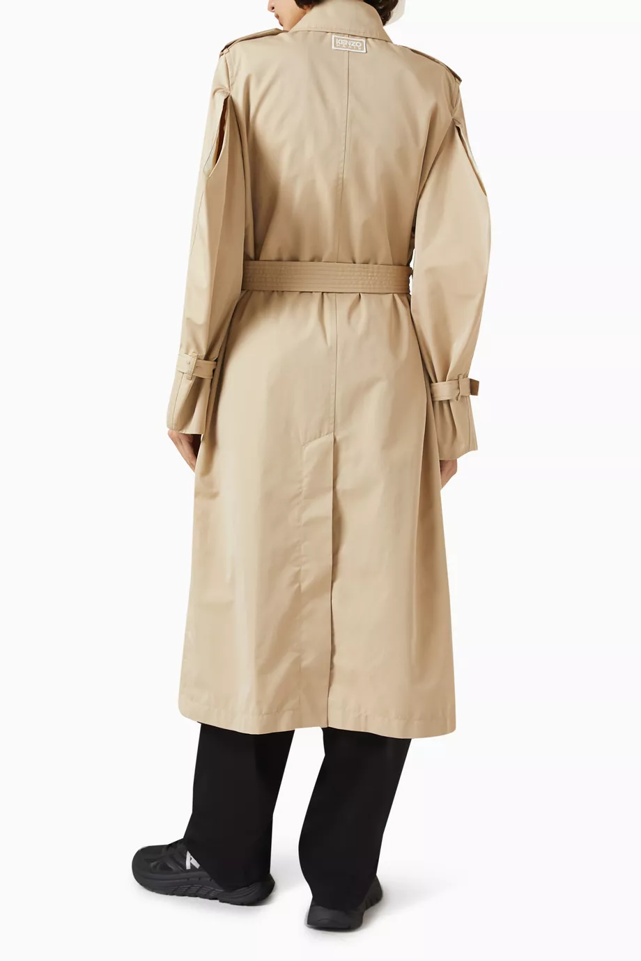 Buy KENZO Neutral Long Kimono Trench Coat in Cotton Twill For