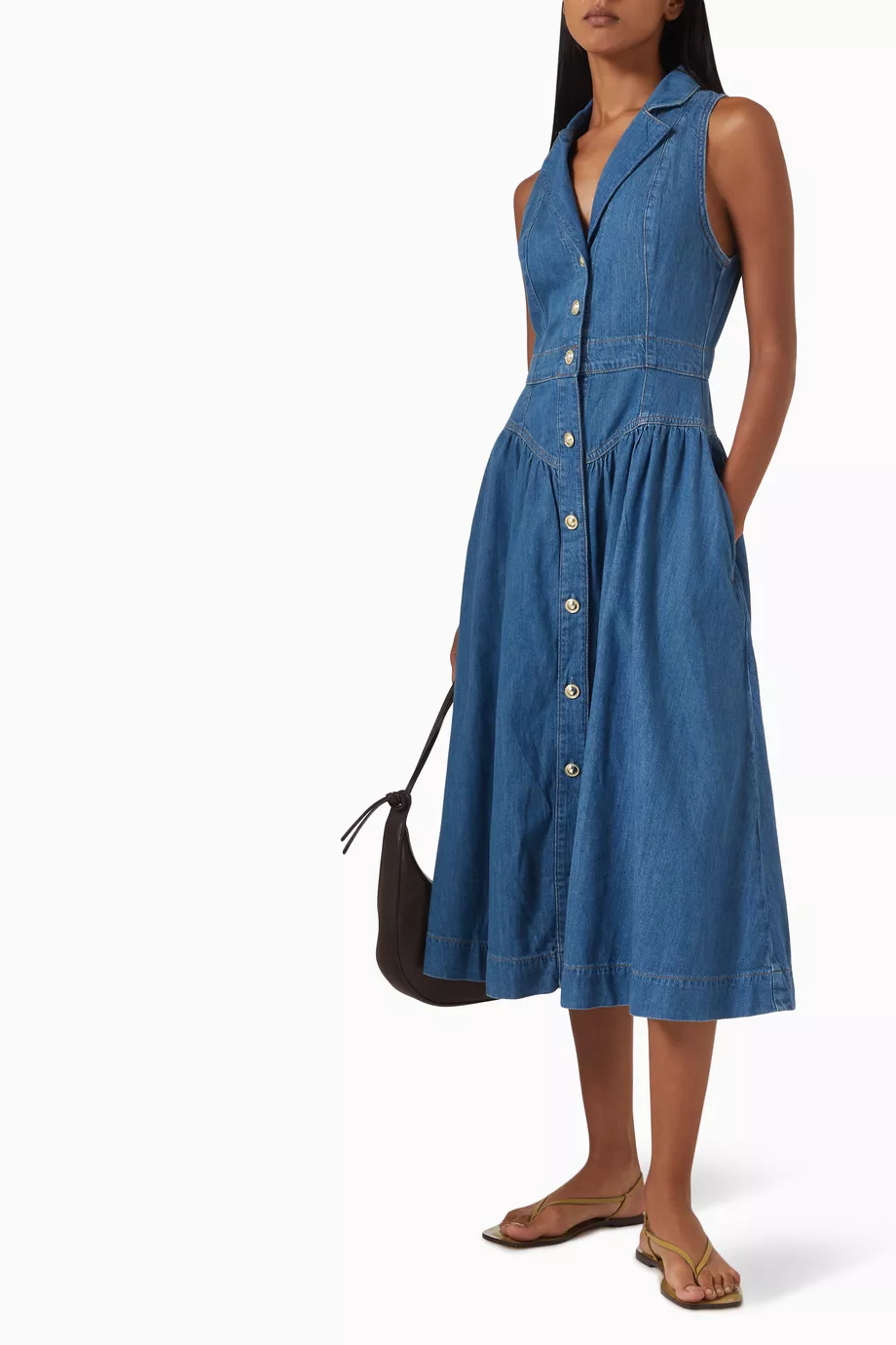 reformation ellison denim midi dress Buy Reformation Blue Ellison Midi Dress in Denim For Women Online