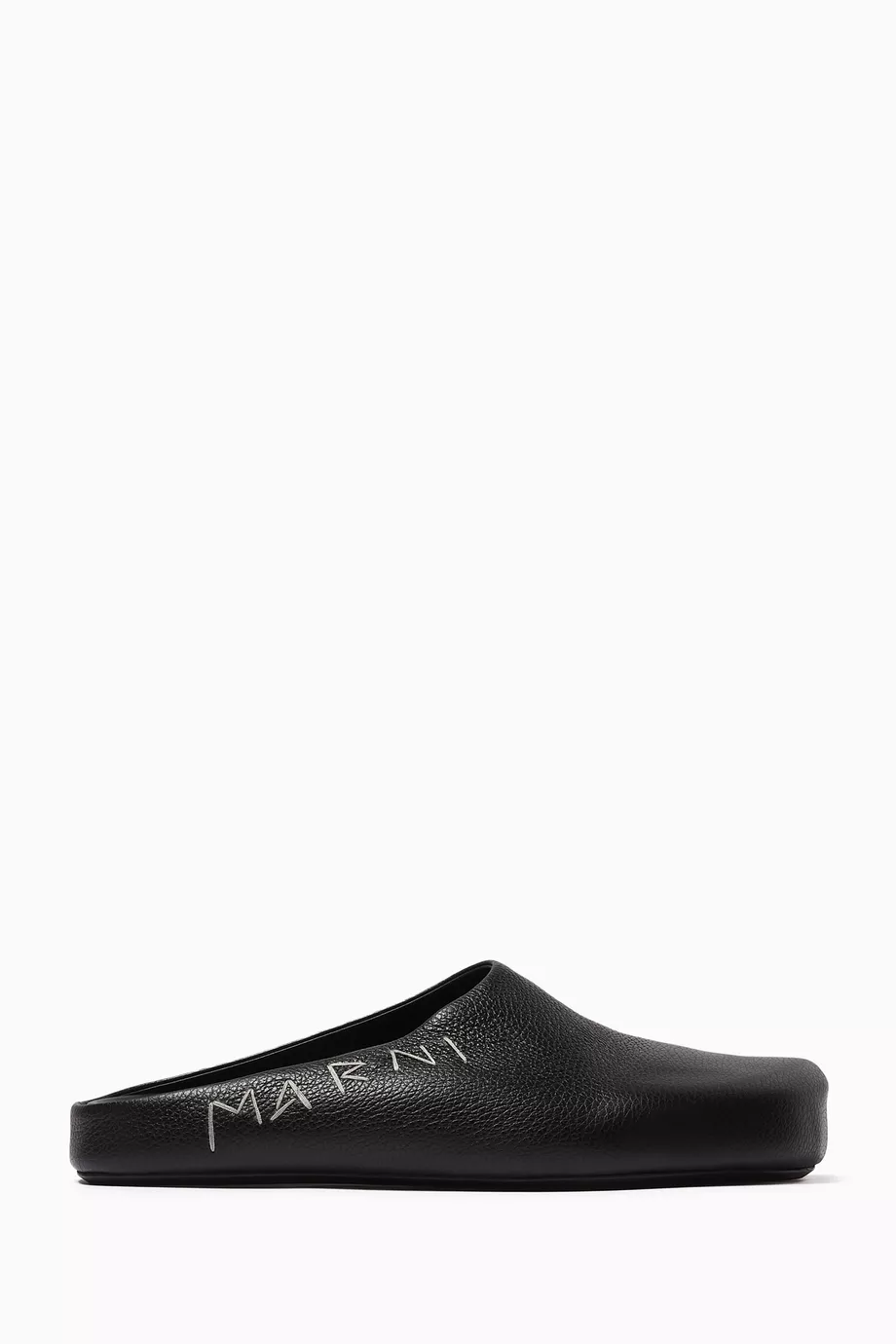 Buy Marni Black Logo Sabot Mules in Leather For Men Online Ounass Saudi