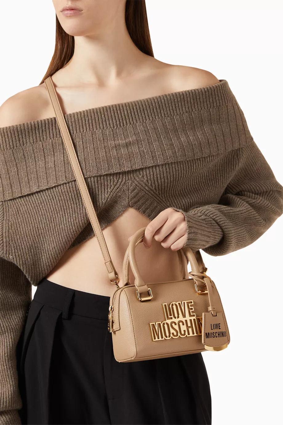 Buy Love Moschino Neutral Logo Top handle Bag in Faux Leather For Women Online Ounass Saudi