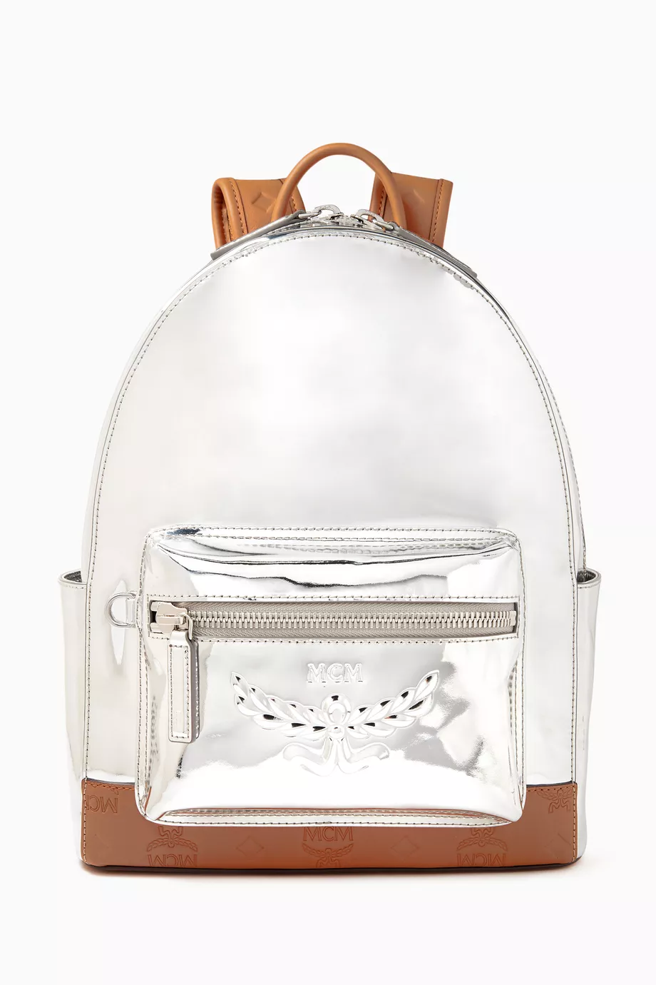 Buy MCM Silver Stark Backpack in Metallic Leather For Men Online Ounass Saudi