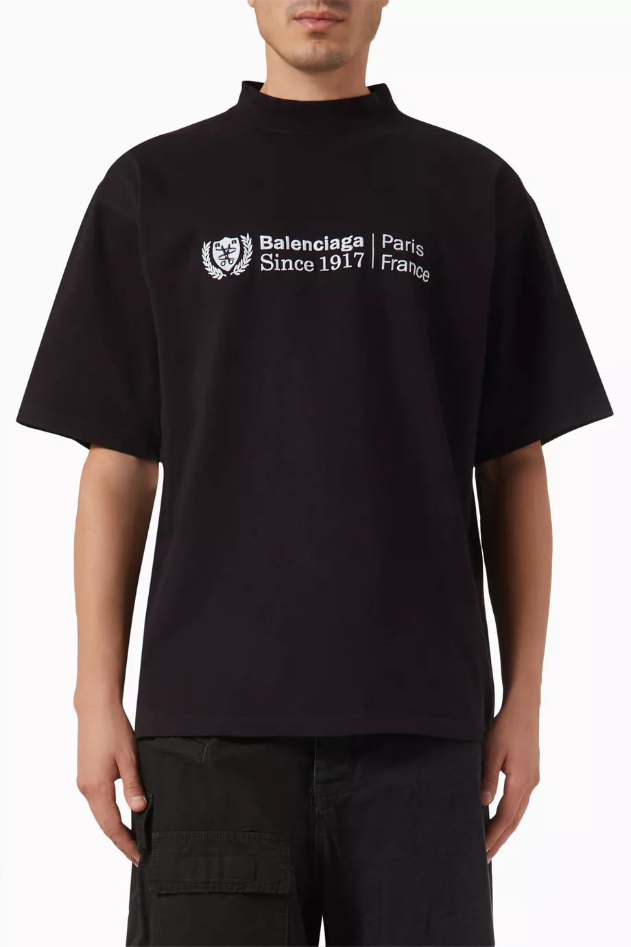 Buy Balenciaga Black Unisex Institutional Medium-fit T-shirt in