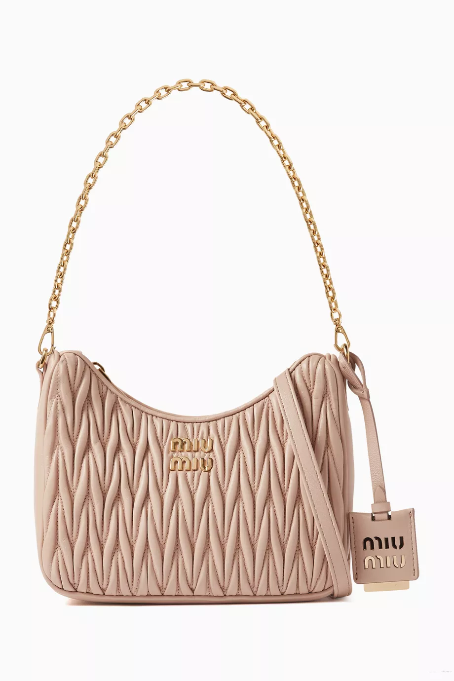 Buy Miu Miu Pink Small Matelasse Crossbody Bag in Leather For