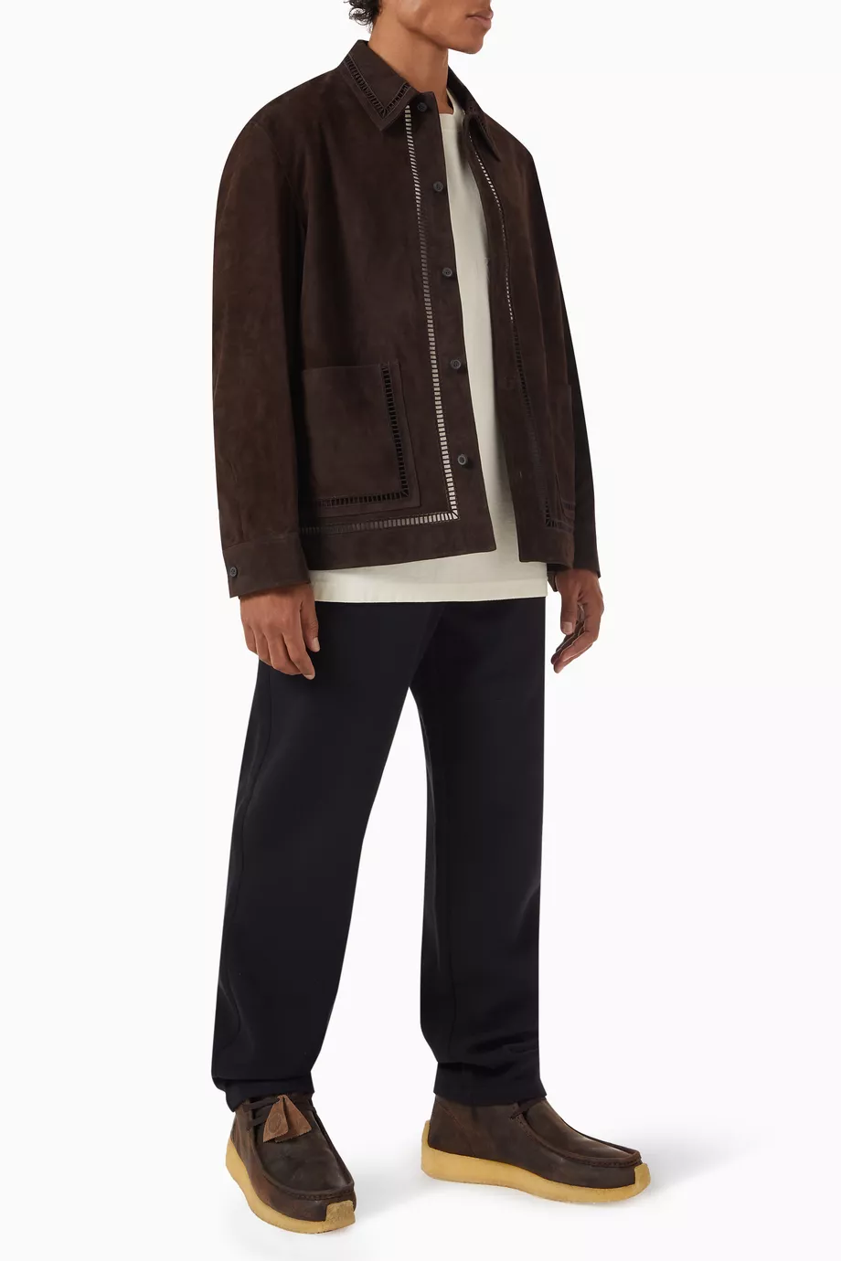 【お買い得！】 Buy Men For Suede in Overshirt Stitch Ladder Brown Kith ジャケット・アウター