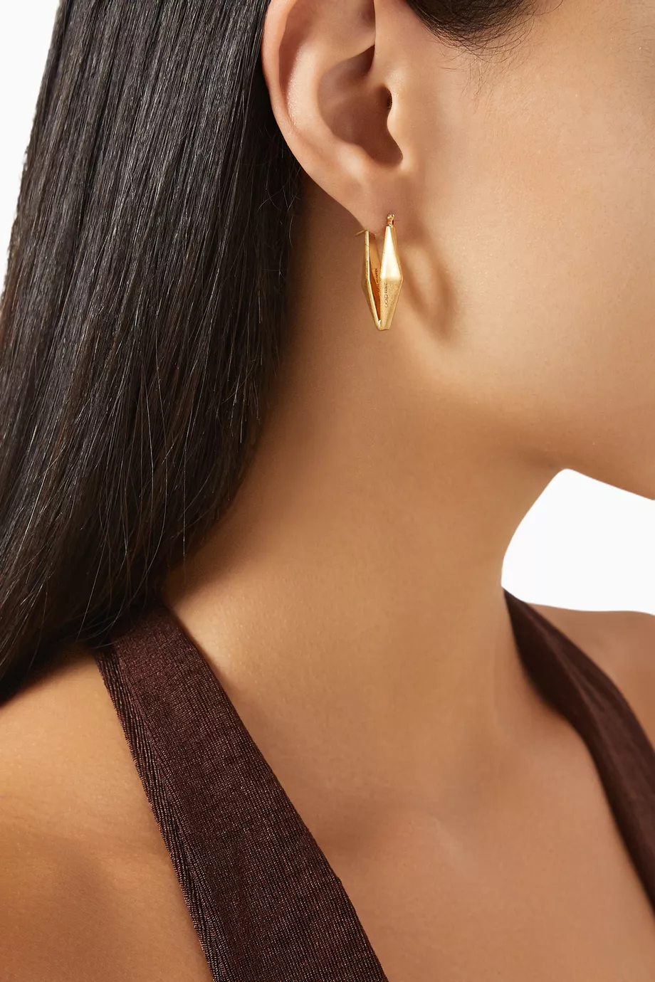 Buy Jimmy Choo Gold Diamond Chain Earrings in Brass For Women