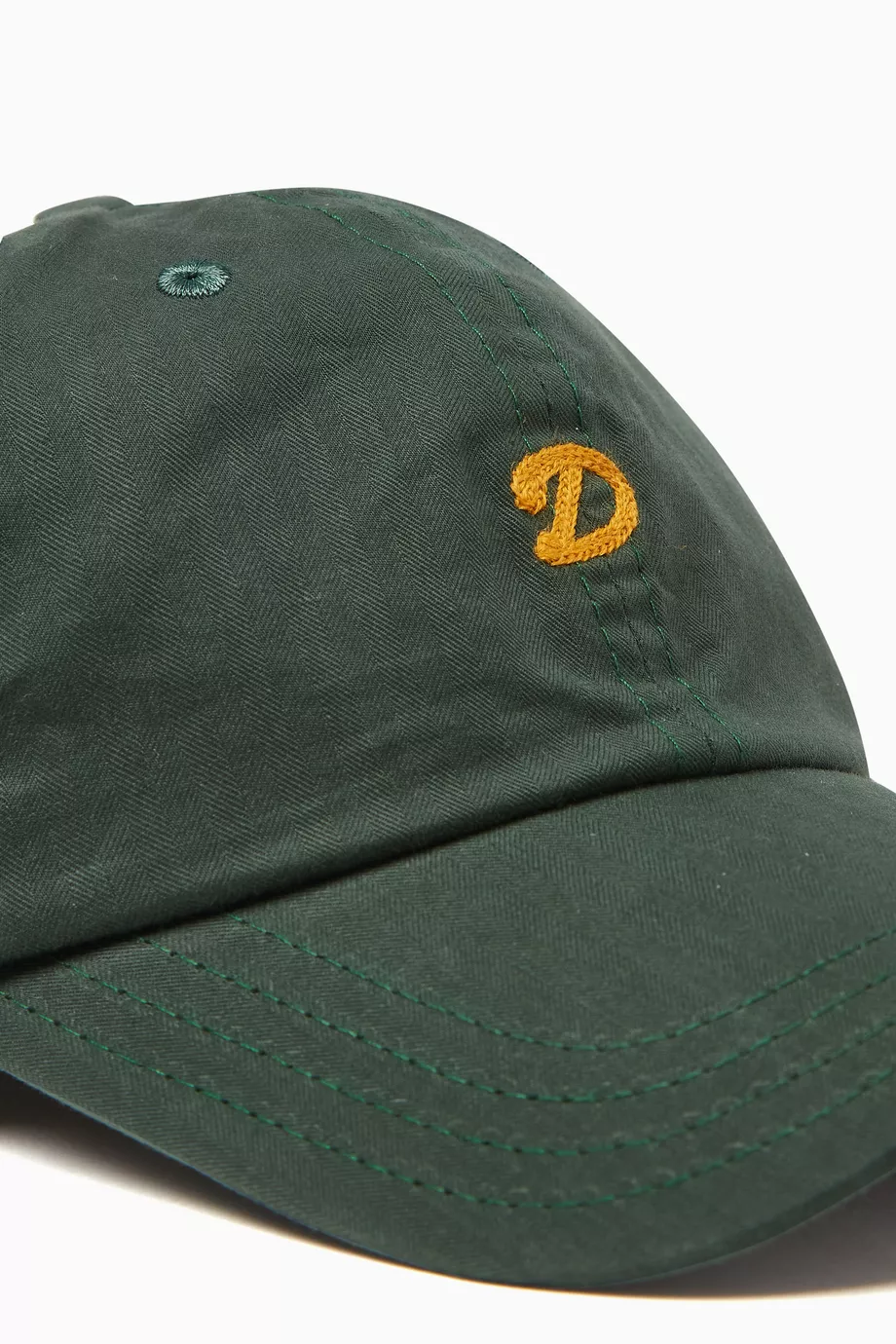 Buy Drakes Green Chainstitch 'D' Waxed Baseball Cap in Herringbone