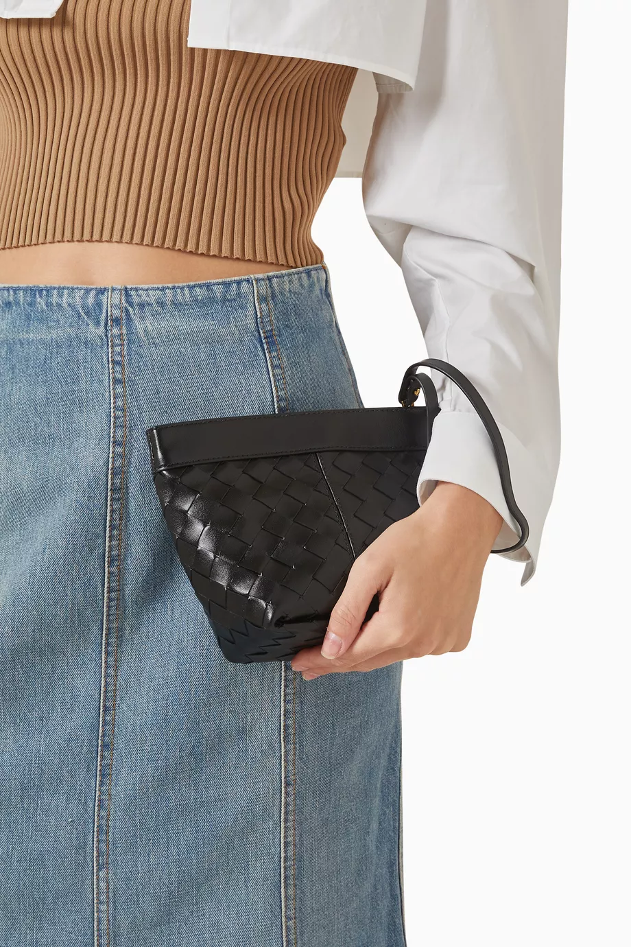 Buy Bottega Veneta Black Small Flip Flap Prism Pouch in