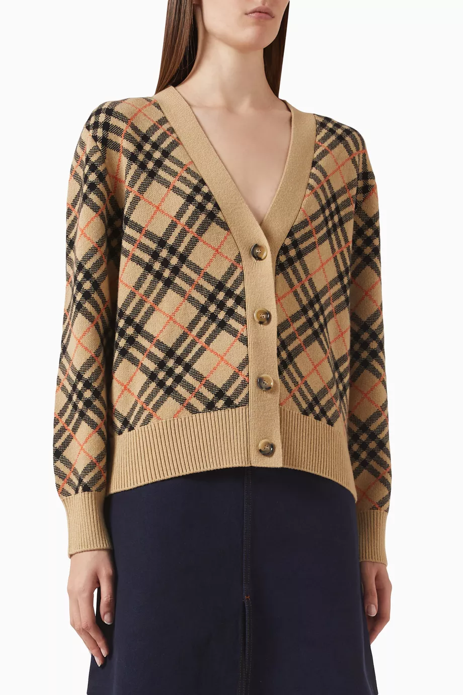 Buy Burberry Brown Check pattern Cardigan in Cashmere For Women Online Ounass Saudi
