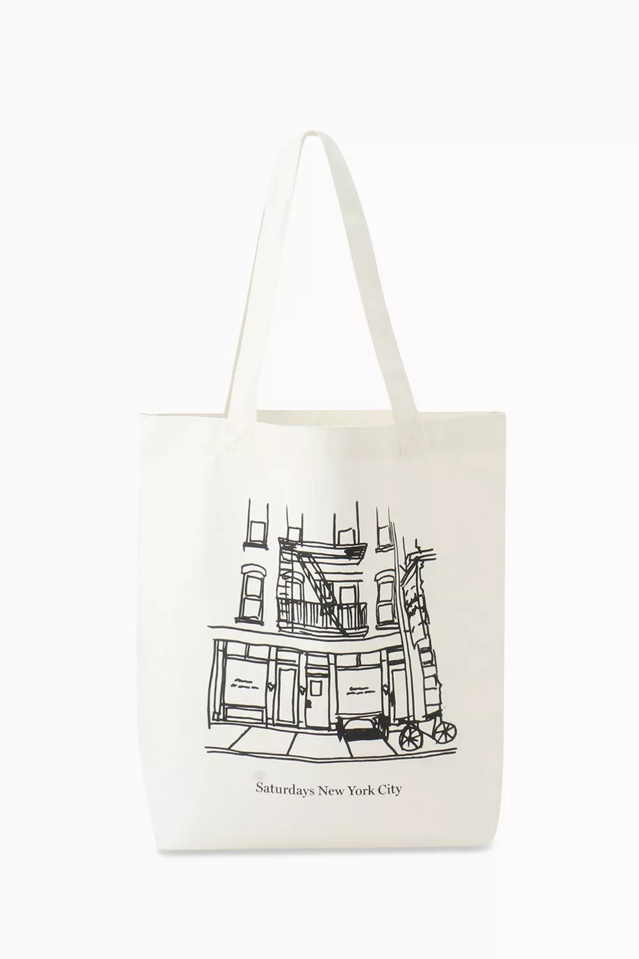 SNYC Canvas Tote Bag Saturdays ホワイト Buy Saturdays NYC White Café Sketch Tote Bag in Canvas For