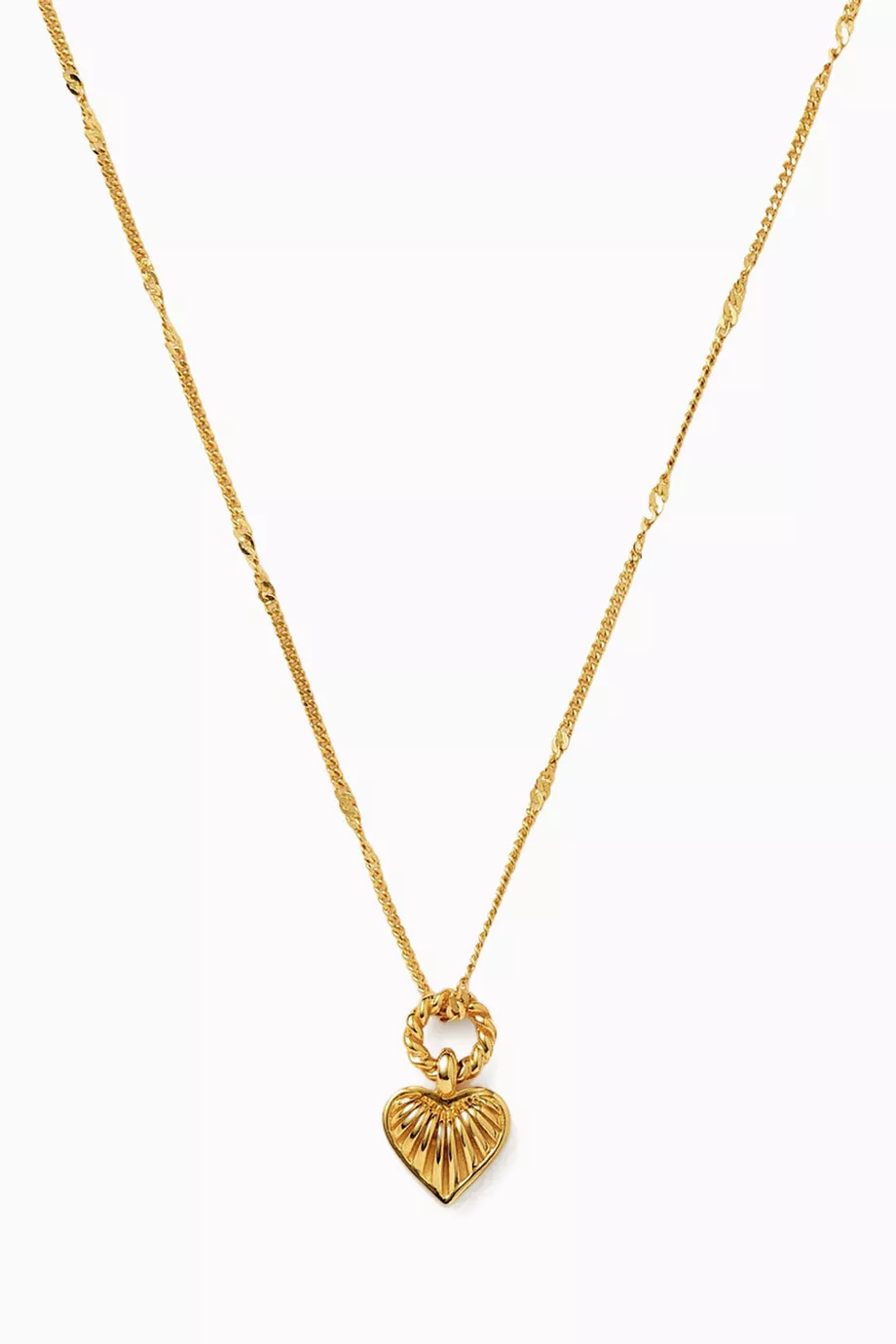 Buy Missoma Gold Mini Ridge Heart Charm Pendant Necklace in