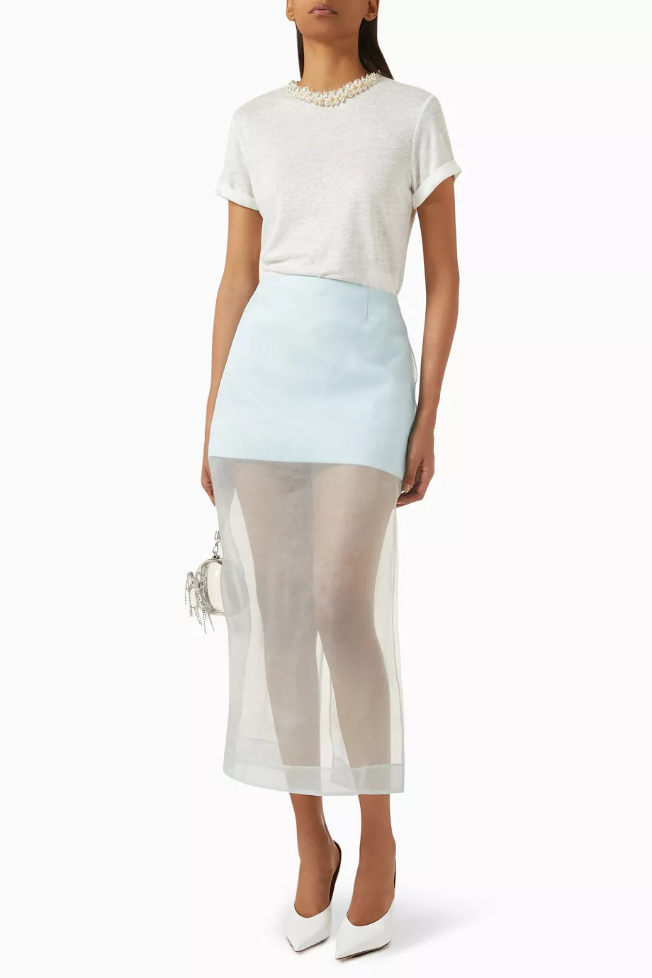 スカート Zimmermann Pastel light blue organza Crush layered skirt Zimmermann Pastel Light Blue Organza Crush Layered Skirt