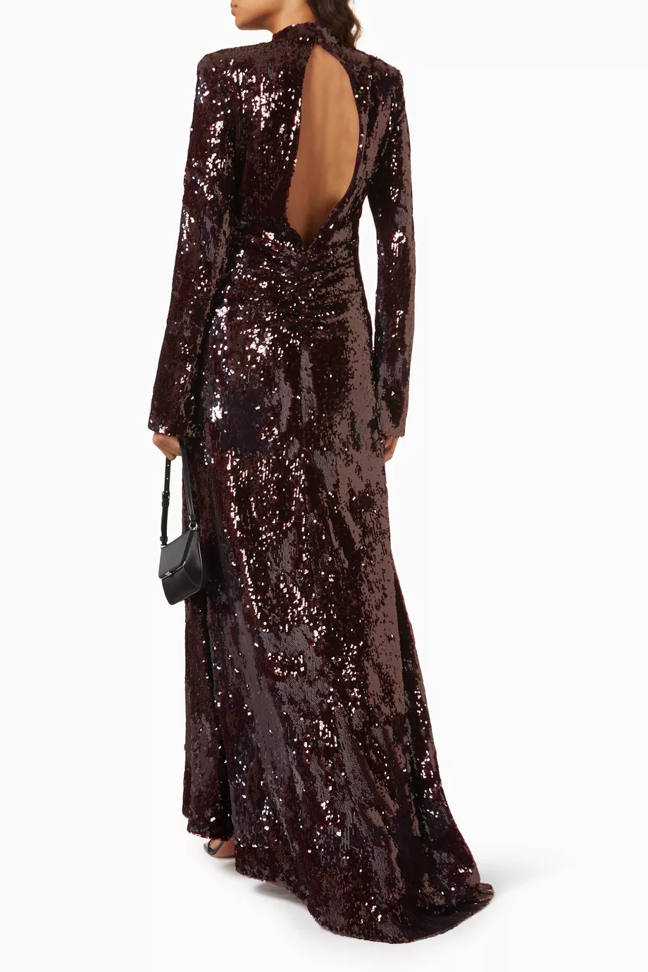 rotate burgundy dress KAMAJA LONG DRESS, BROWN / 38