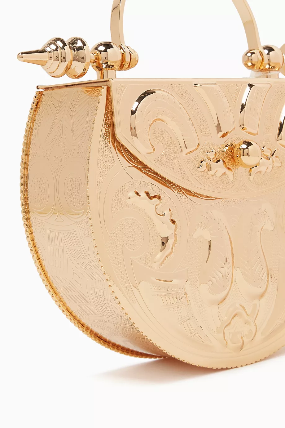 Buy Okhtein Gold Oval Minaudiere Top handle Bag in Gold plated Brass For Women Online Ounass Saudi