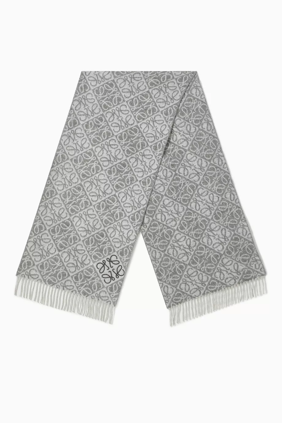 【直営・関税送料込】Anagram scarf in woo Buy LOEWE Grey Anagram Scarf in Wool-cashmere For Women