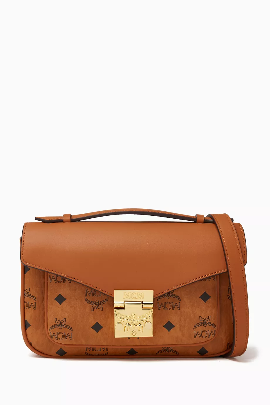 Buy MCM Brown Medium Tracy Crossbody Bag in Visetos Coated Canvas