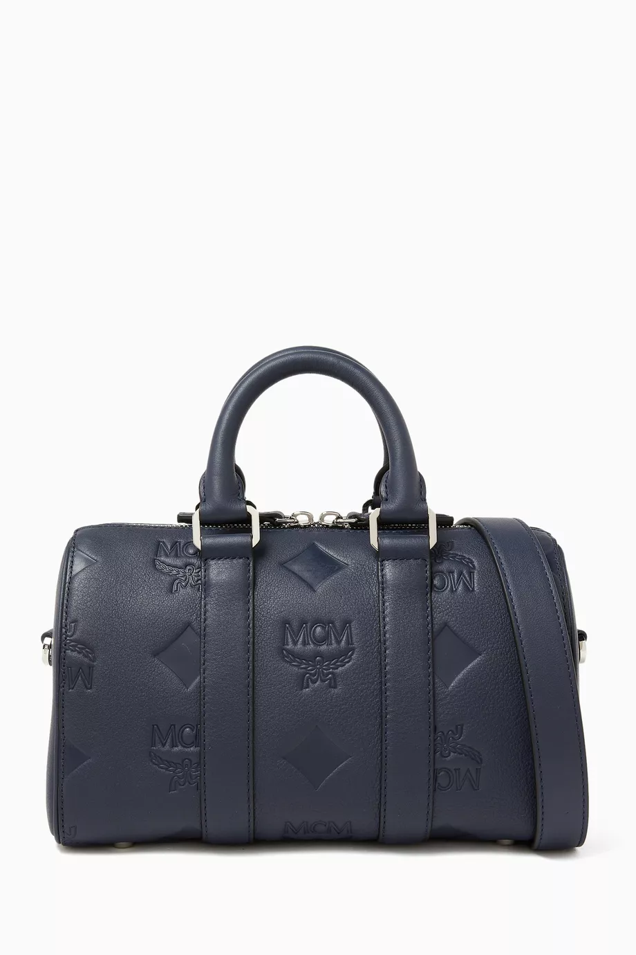 Buy MCM Blue Aren Boston Bag in Visetos For Men Online Ounass Saudi