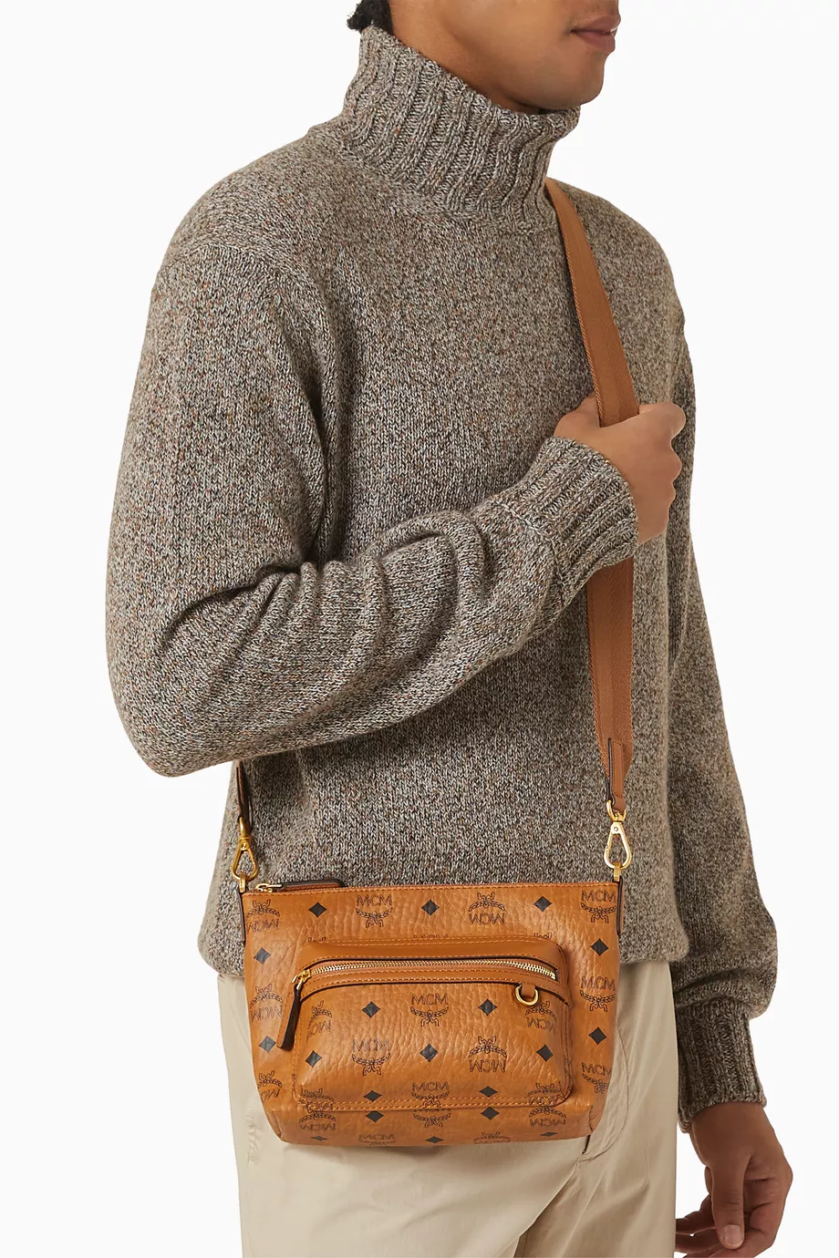 [MCM]★韓国人気★Aren Visetos messenger bag Buy MCM Brown Aren Messenger Bag in Visetos For Men Online