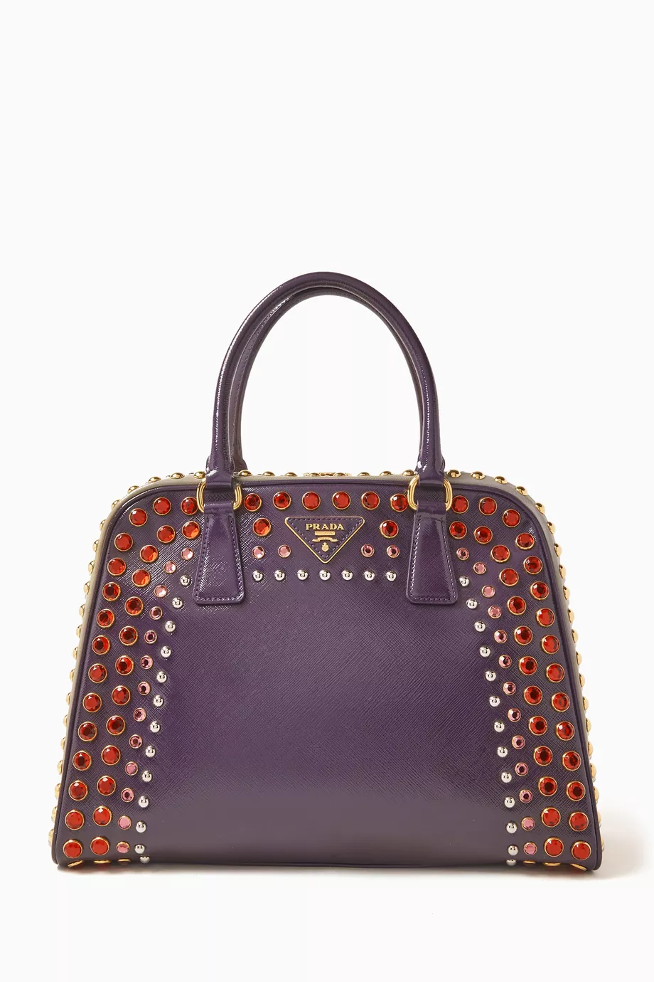 Buy Prada Pre Loved Multicolour Pyramid Frame Crystals Satchel Bag in Leather For Women Online Ounass Saudi