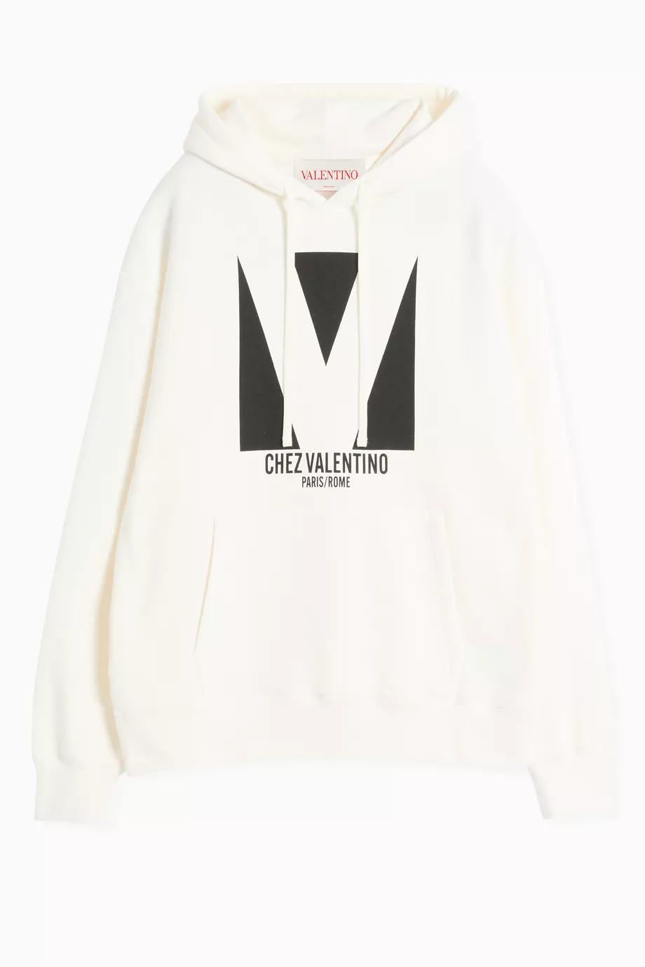 Buy Valentino Garavani White Chez Valentino print Hoodie in Cotton For Men Online Ounass Saudi