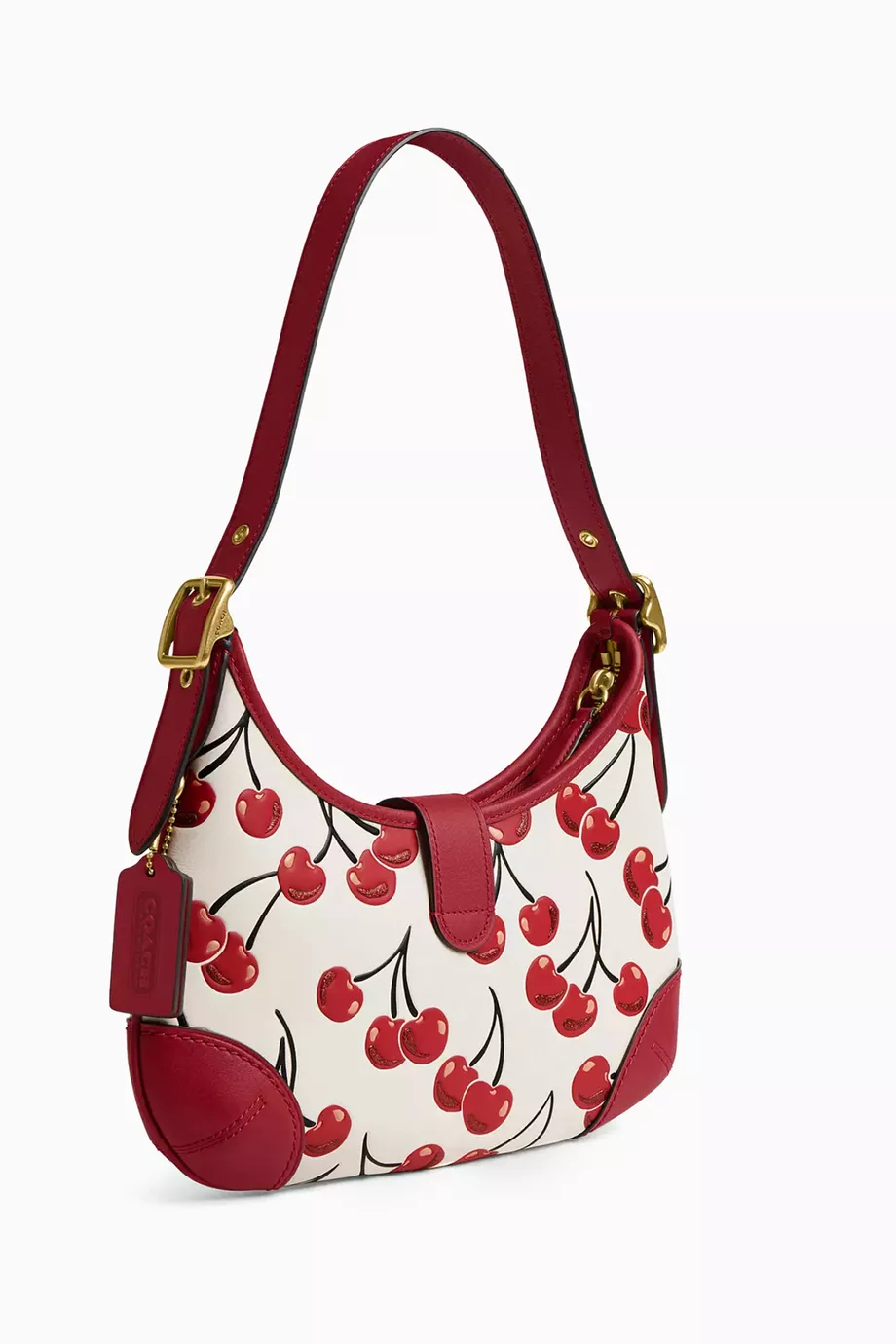 Buy Coach White Hamptons Hobo Bag in Cherry-print Leather For
