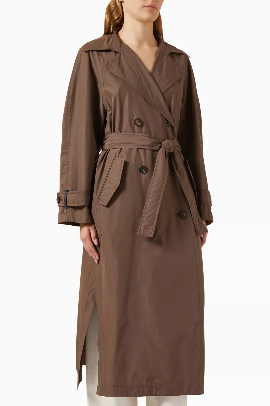 コート BRUNELLO CUCINELLI Women Trench Coats MG5019909 C2925 Brown Brunello Cucinelli Trench Coat - Brown - Women | MG5019909C2925
