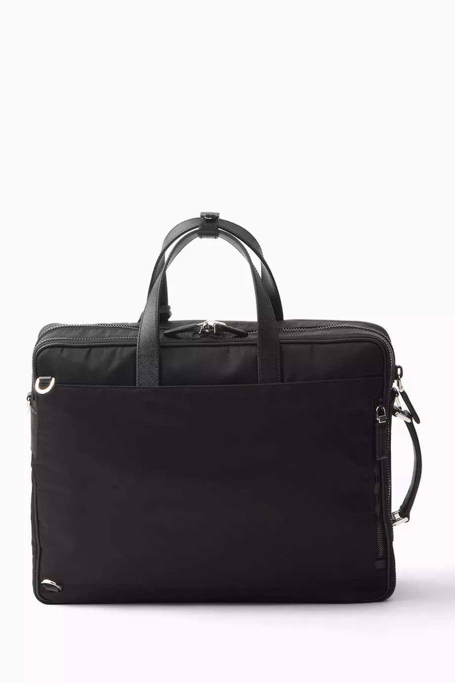 バッグ 736 Prada logo nylon briefcase black Buy Prada Black Two-way Briefcase in Re-Nylon & Saffiano Leather