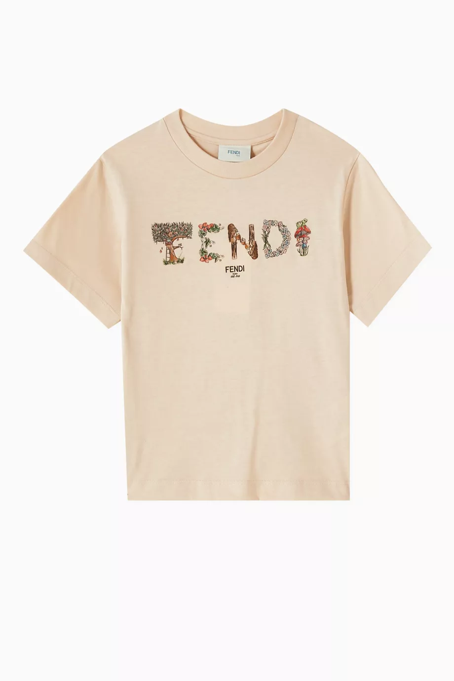 Tシャツ・カットソー Fendi Beige Cotton And Linen T-Shirt With Logo T-Shirt Cotton Beige | Fendi