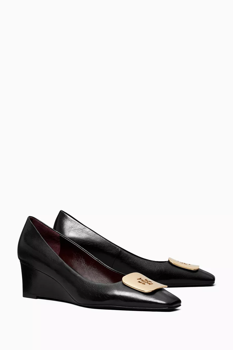 Buy Tory Burch Black Georgia 55 Wedges in Leather For Women Online Ounass Saudi