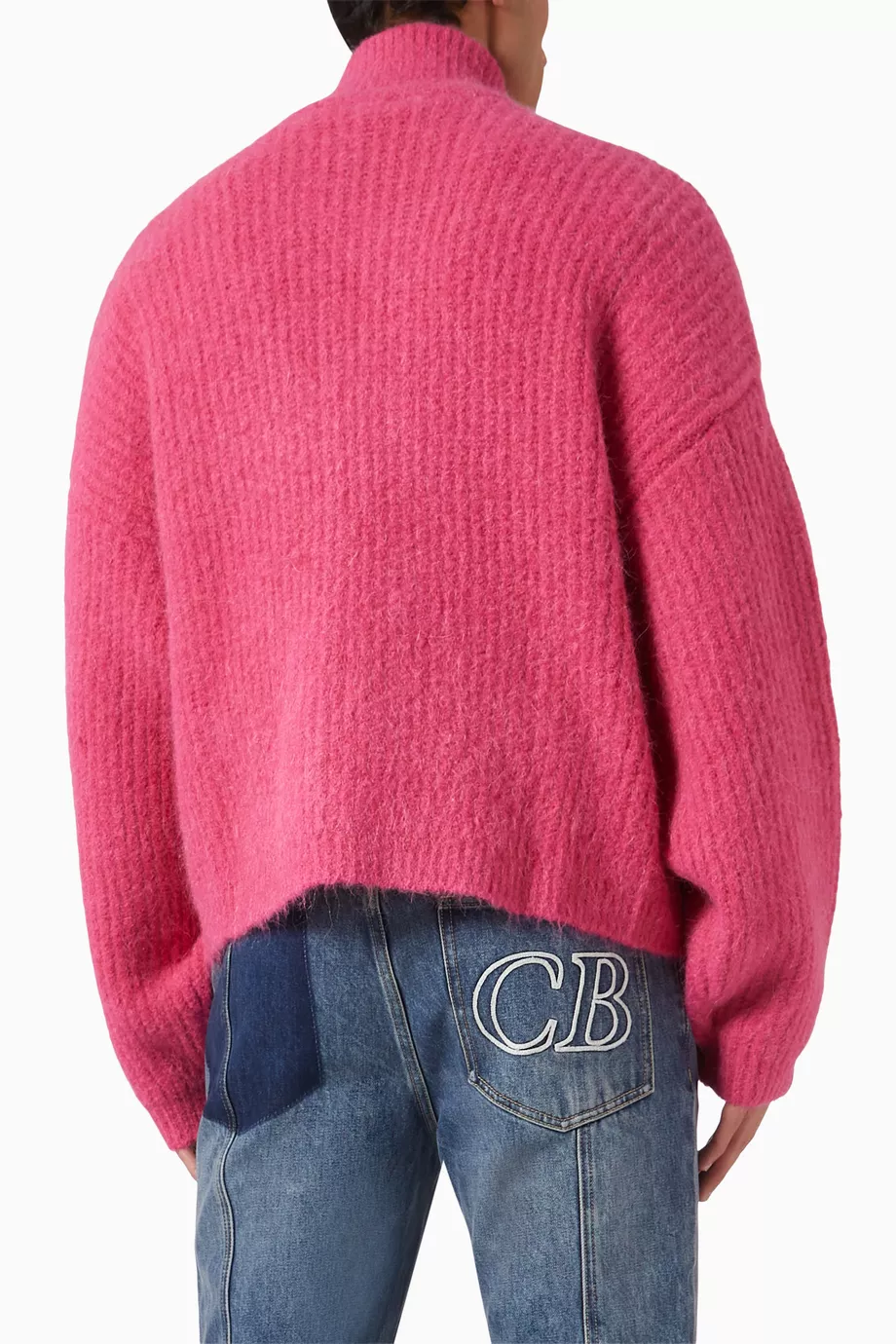 Buy Cole Buxton Pink Logo-embroidered Zip Cardigan in Wool-blend