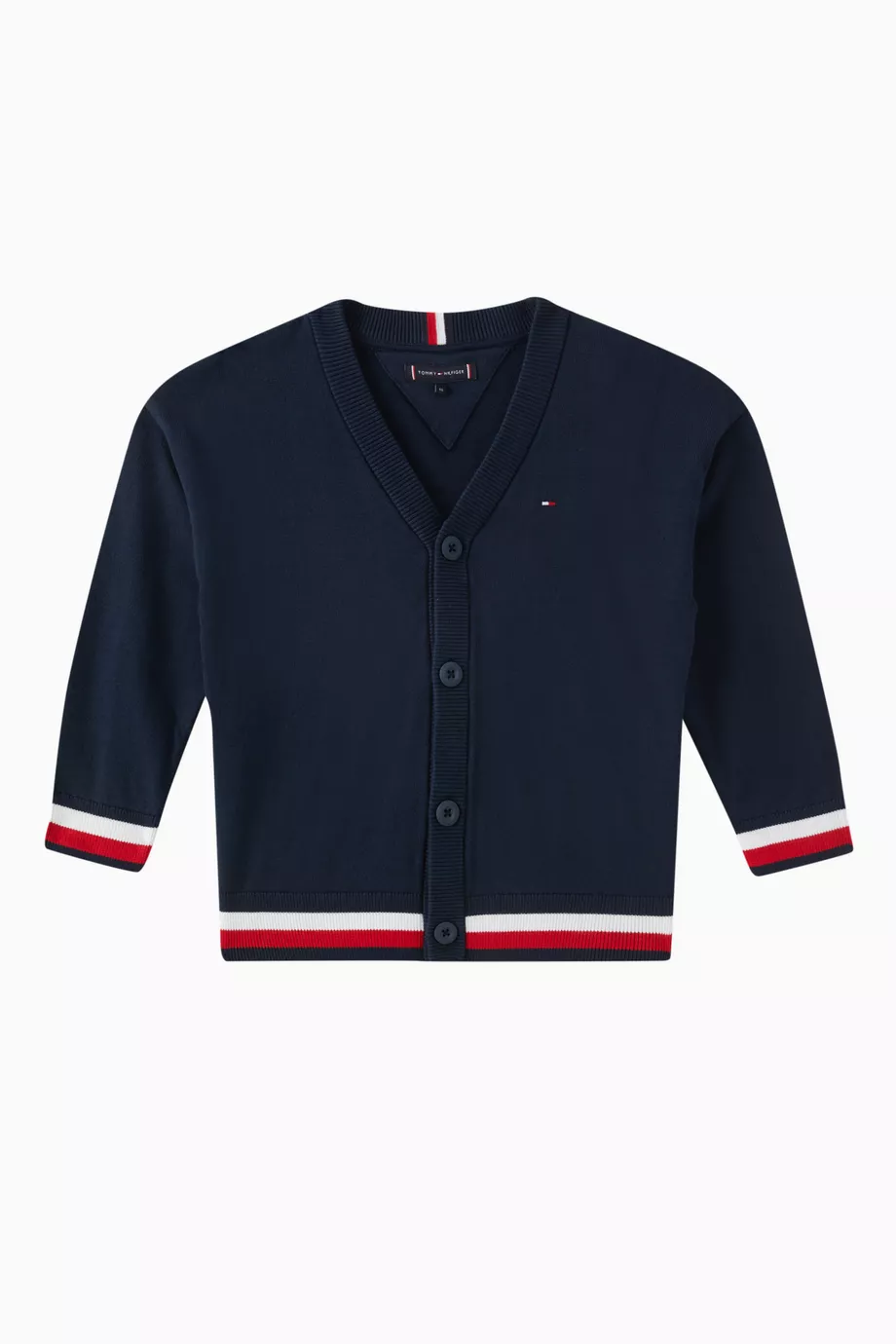 Buy Tommy Hilfiger Blue Signature Tape Cardigan in Cotton-knit For