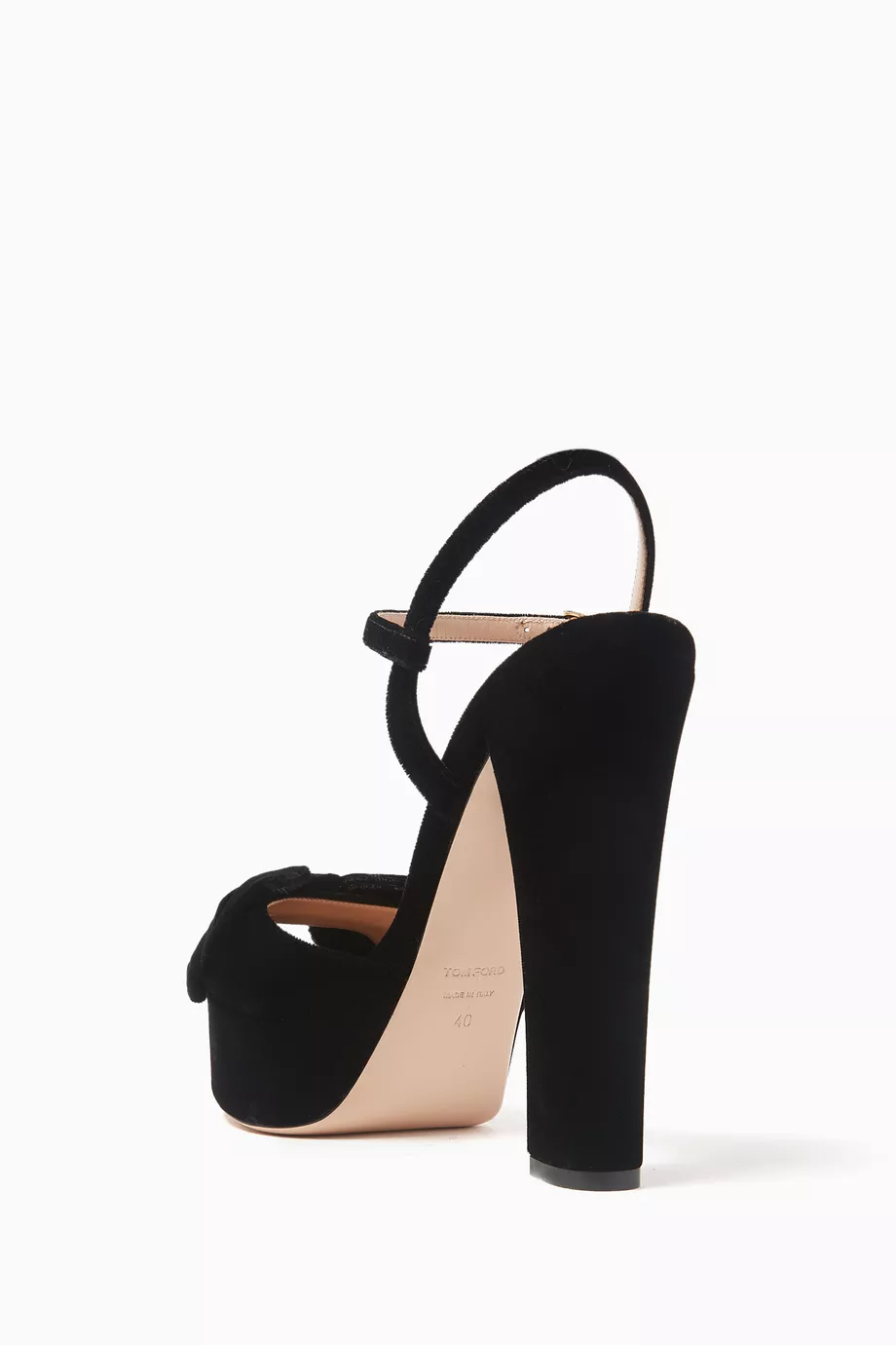 Buy Tom Ford Black Brigitte 130 Platform Sandals in Velvet For