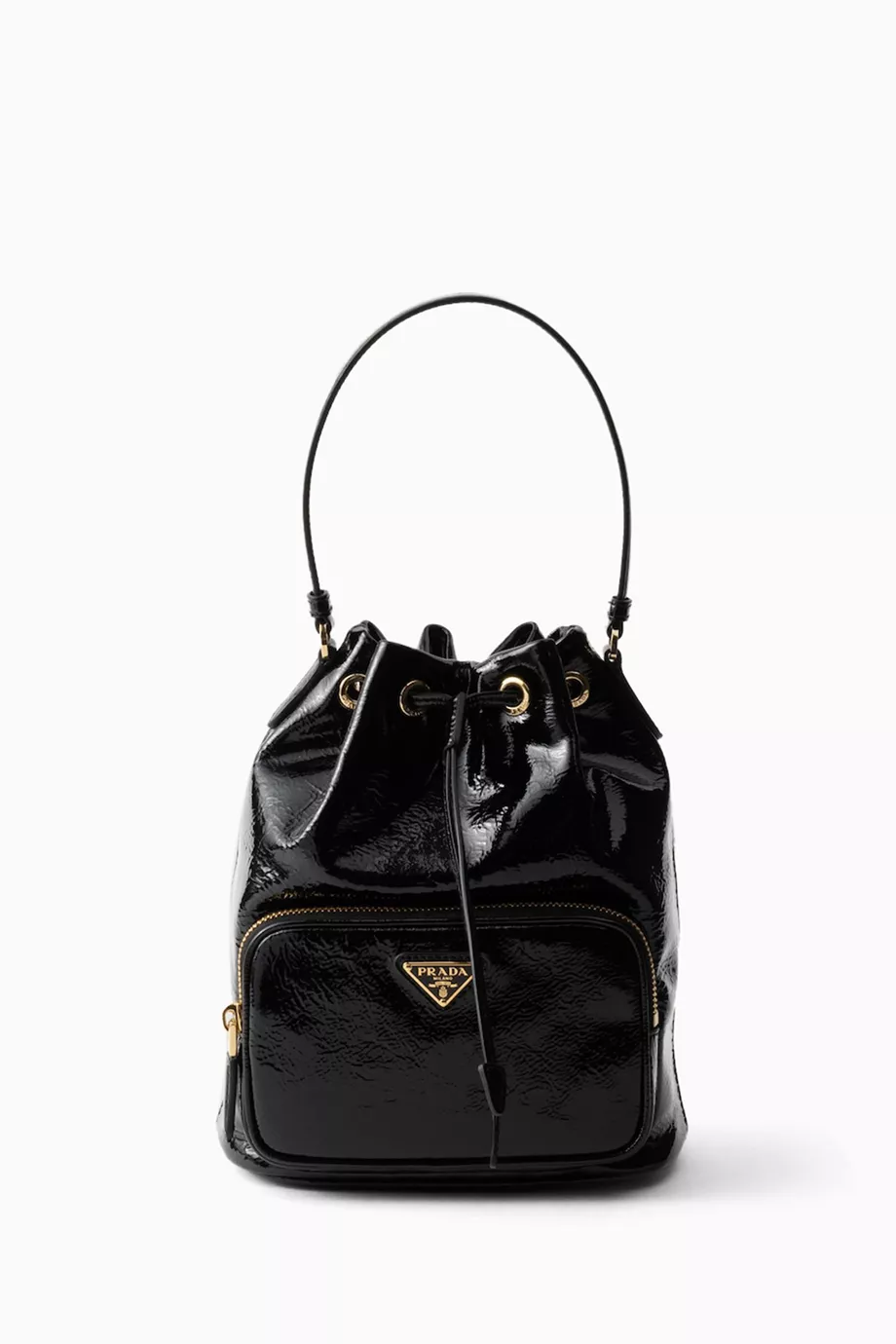 Buy Prada Black Duet Bucket Bag in Patent Leather For Women Online Ounass Saudi