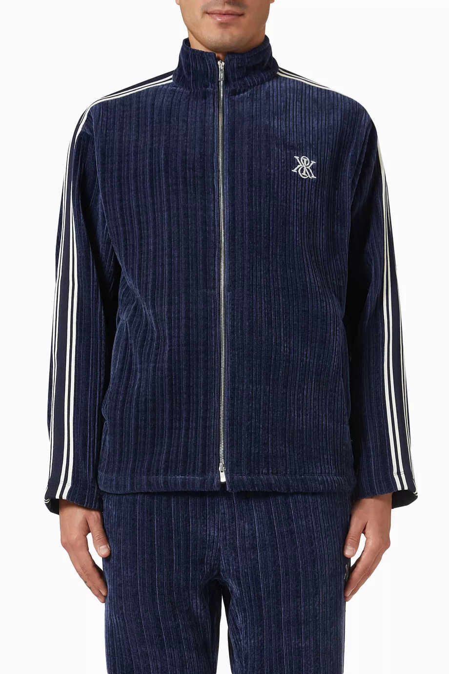 Buy Kith Blue Ali Track Jacket in Velvet Corduroy For Men Online