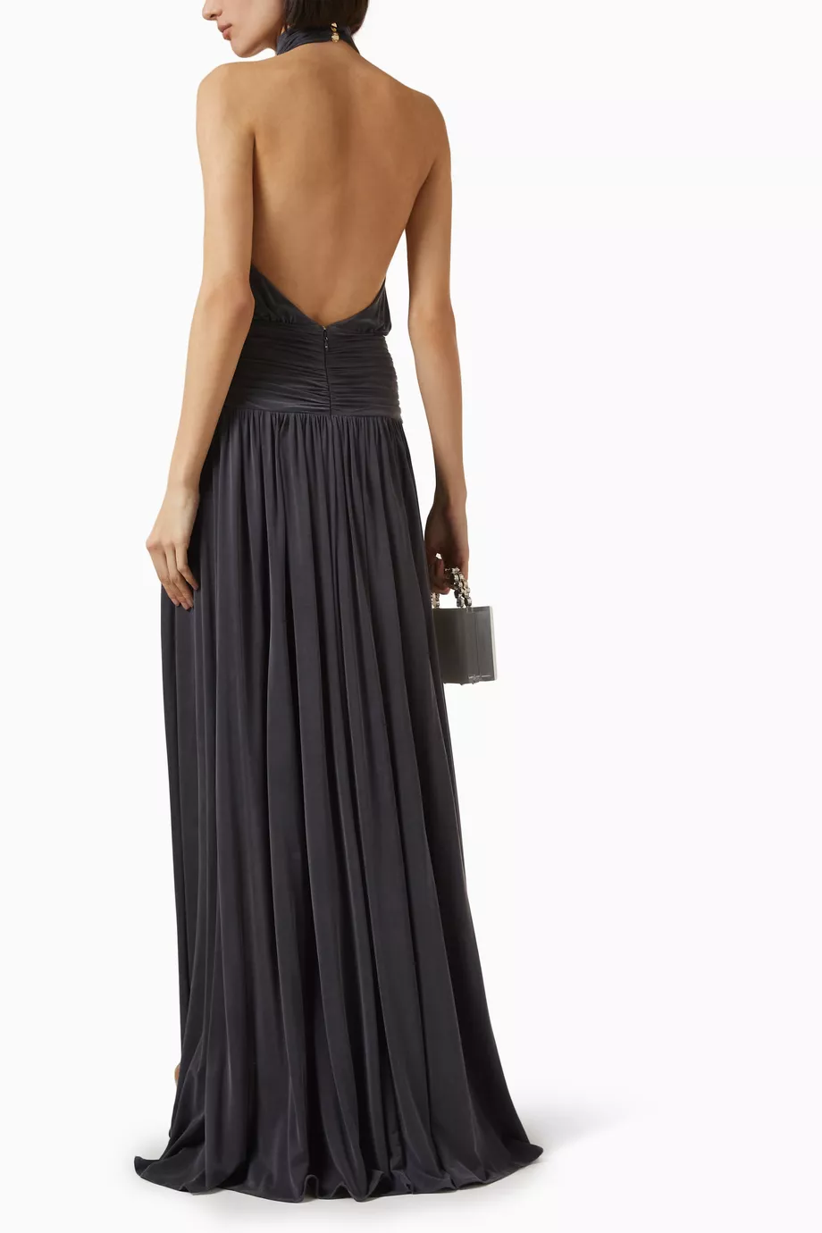 ワンピース ELISABETTA FRANCHI Woman Dress Grey AM83R 011 Elisabetta Franchi women's dress in lurex pleated jersey
