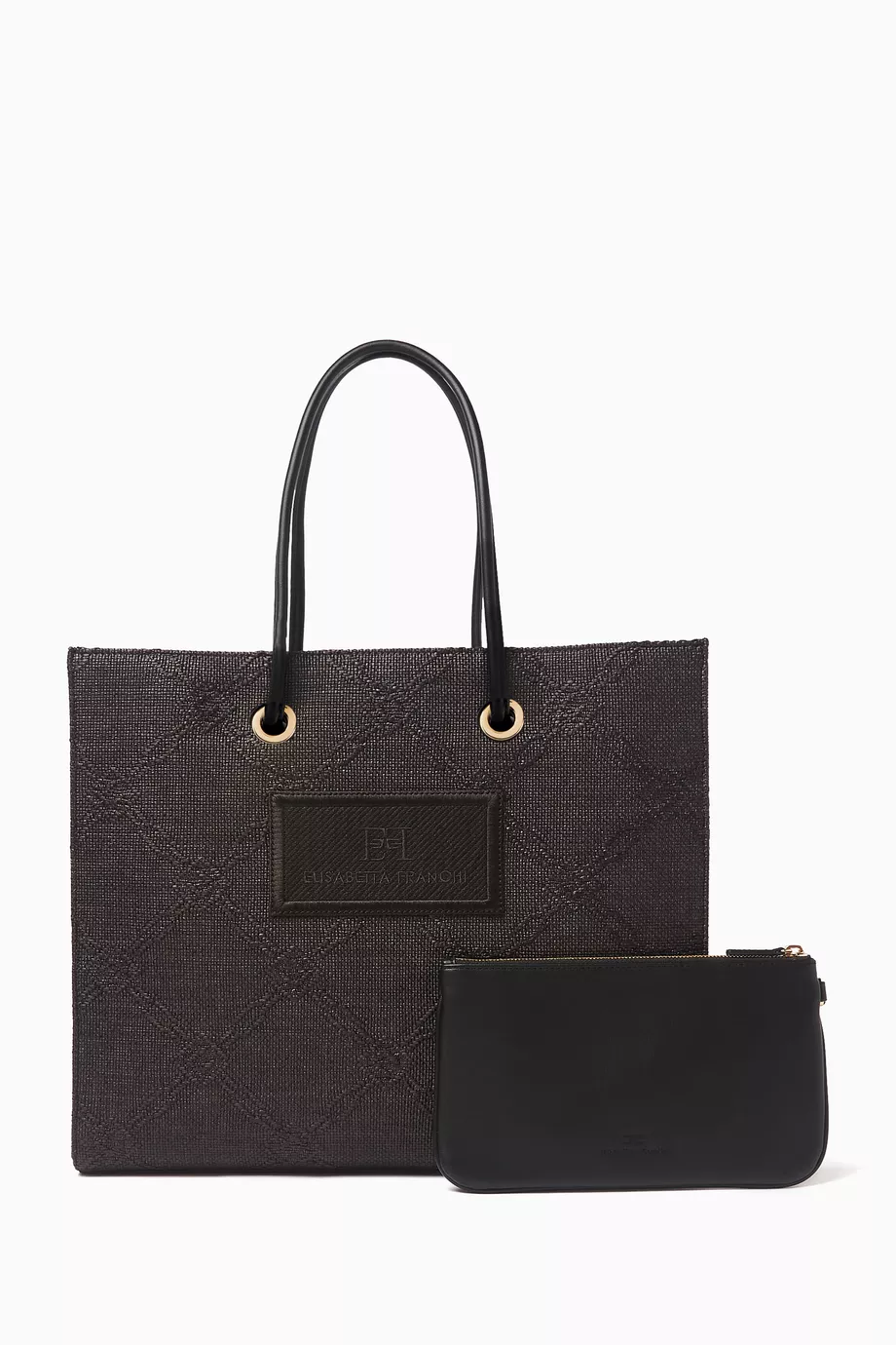 トートバッグ Elisabetta Franchi SMALL TOTE RAFIA JACQUARD Small tote bag in jacquard raffia | Elisabetta Franchi